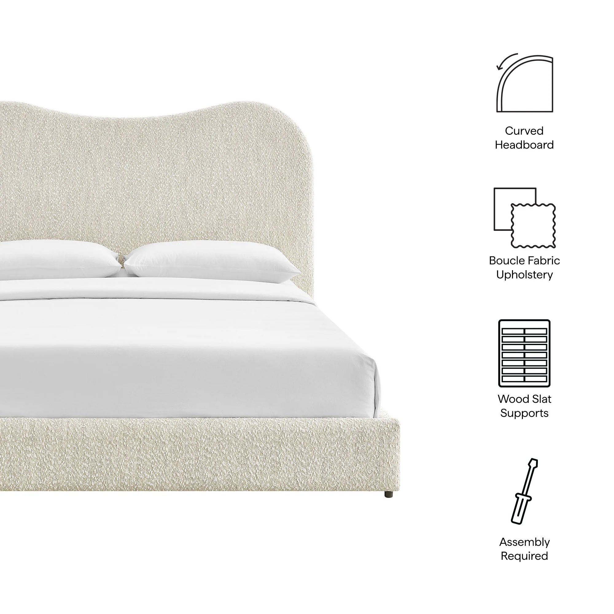 Seluna Boucle Queen Platform Bed by Modway - Image 9