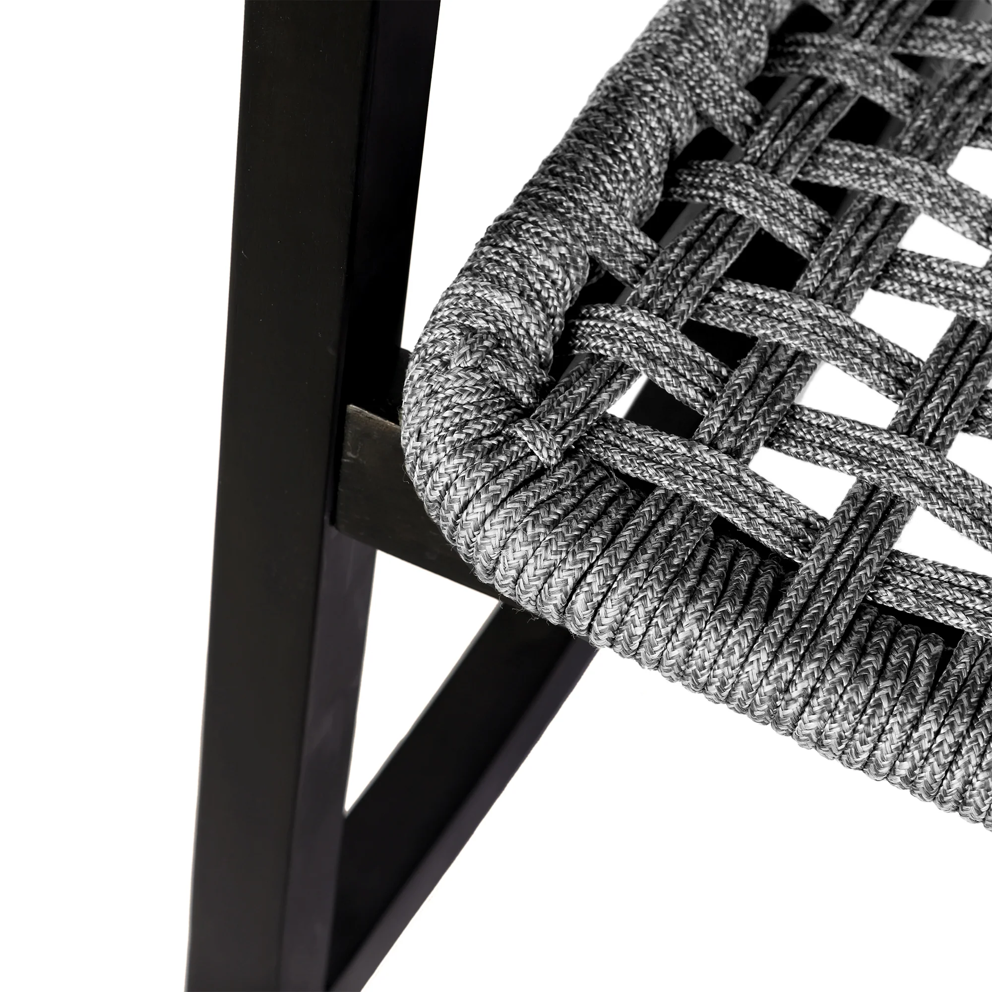 Sequoia Outdoor Patio Rocking Chair in Dark Eucalyptus Wood and Grey Rope By Armen Living - Image 10