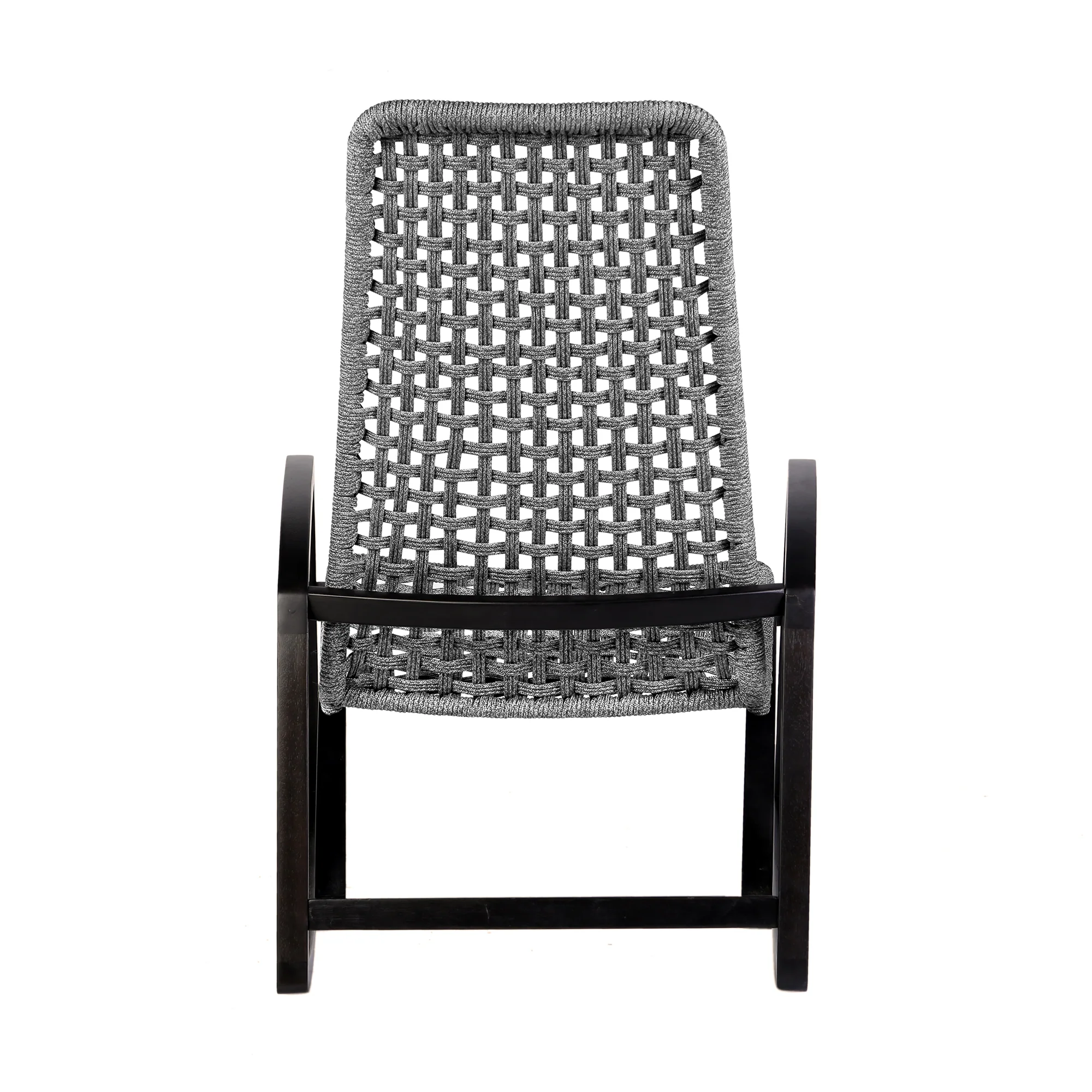 Sequoia Outdoor Patio Rocking Chair in Dark Eucalyptus Wood and Grey Rope By Armen Living - Image 6