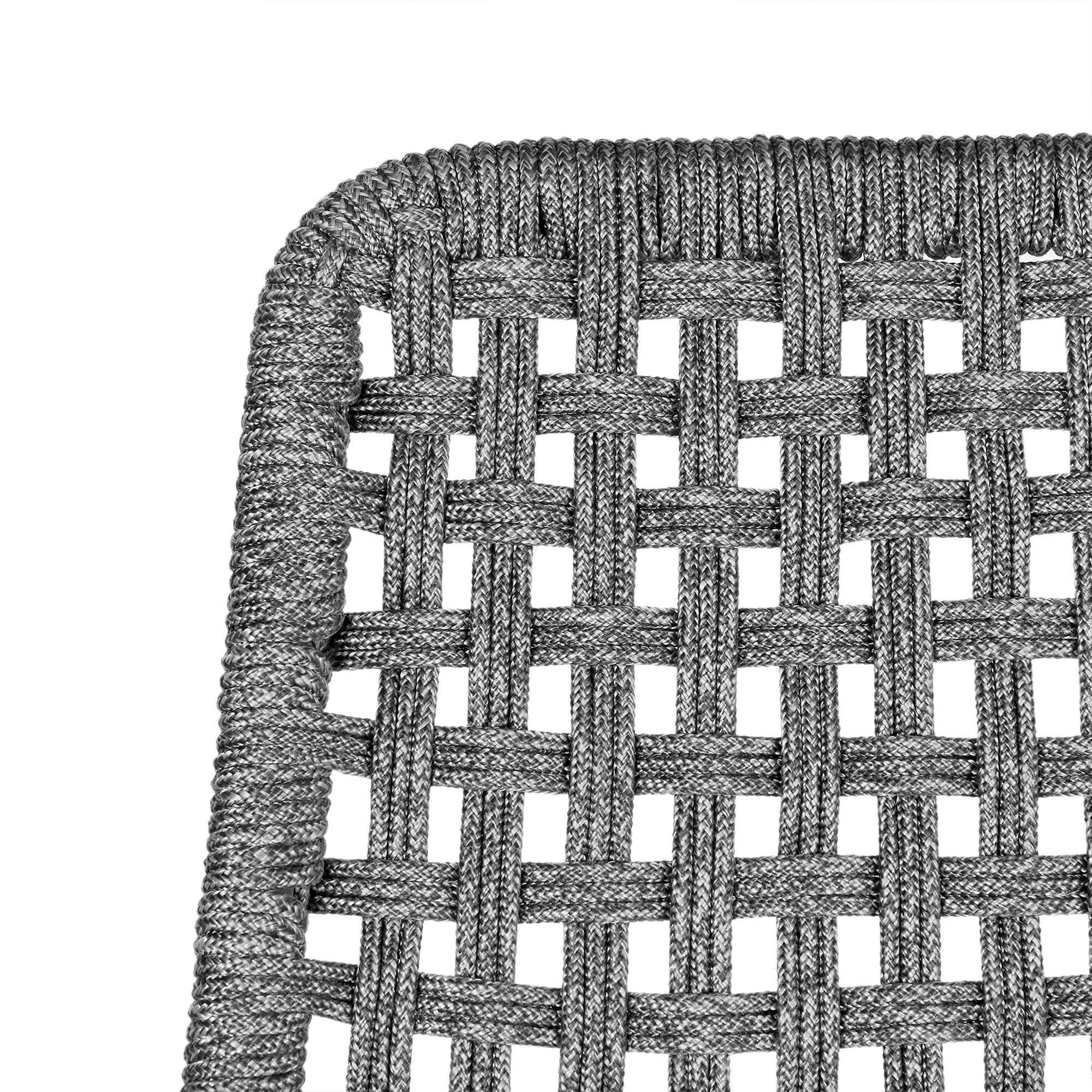 Sequoia Outdoor Patio Rocking Chair in Dark Eucalyptus Wood and Grey Rope By Armen Living - Image 8
