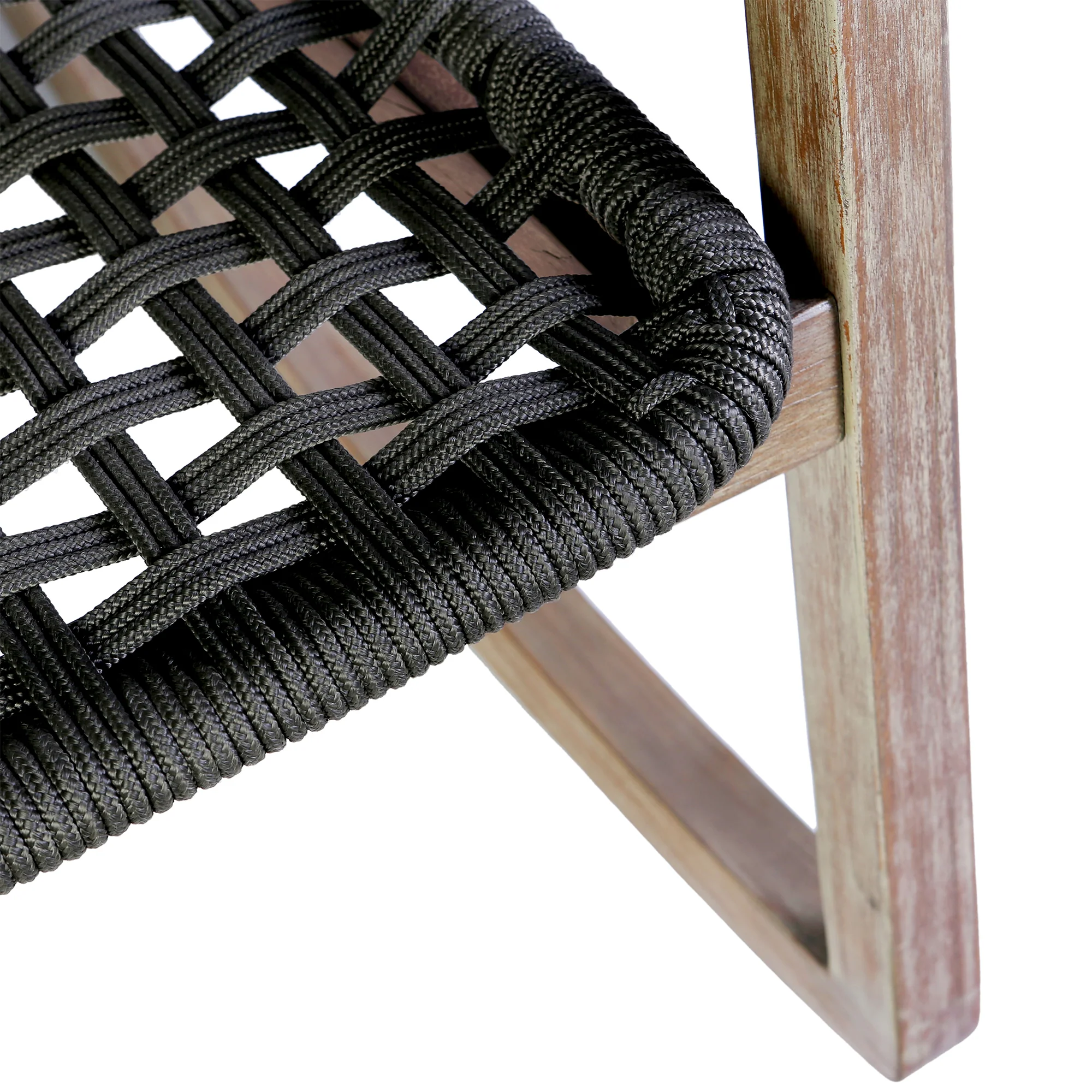 Sequoia Outdoor Patio Rocking Chair in Light Eucalyptus Wood and Charoal Rope By Armen Living - Image 10