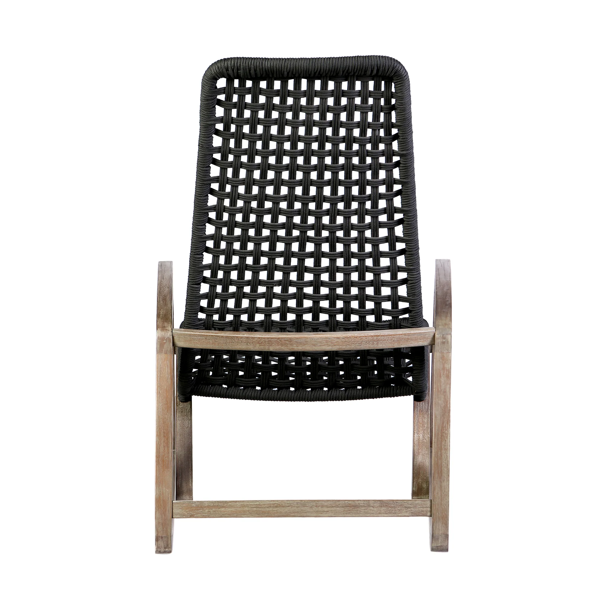 Sequoia Outdoor Patio Rocking Chair in Light Eucalyptus Wood and Charoal Rope By Armen Living - Image 6