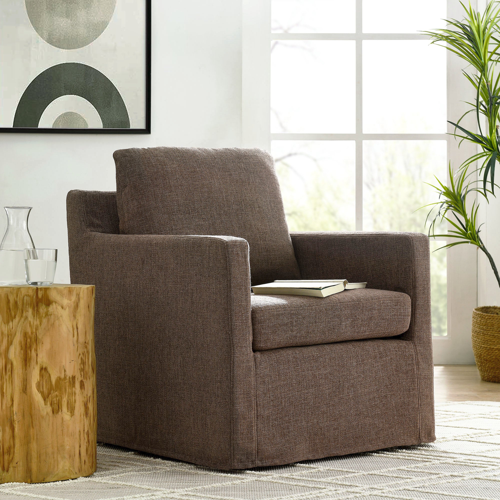 Serene Fabric Slipcovered Swivel Armchair by Modway - Image 16