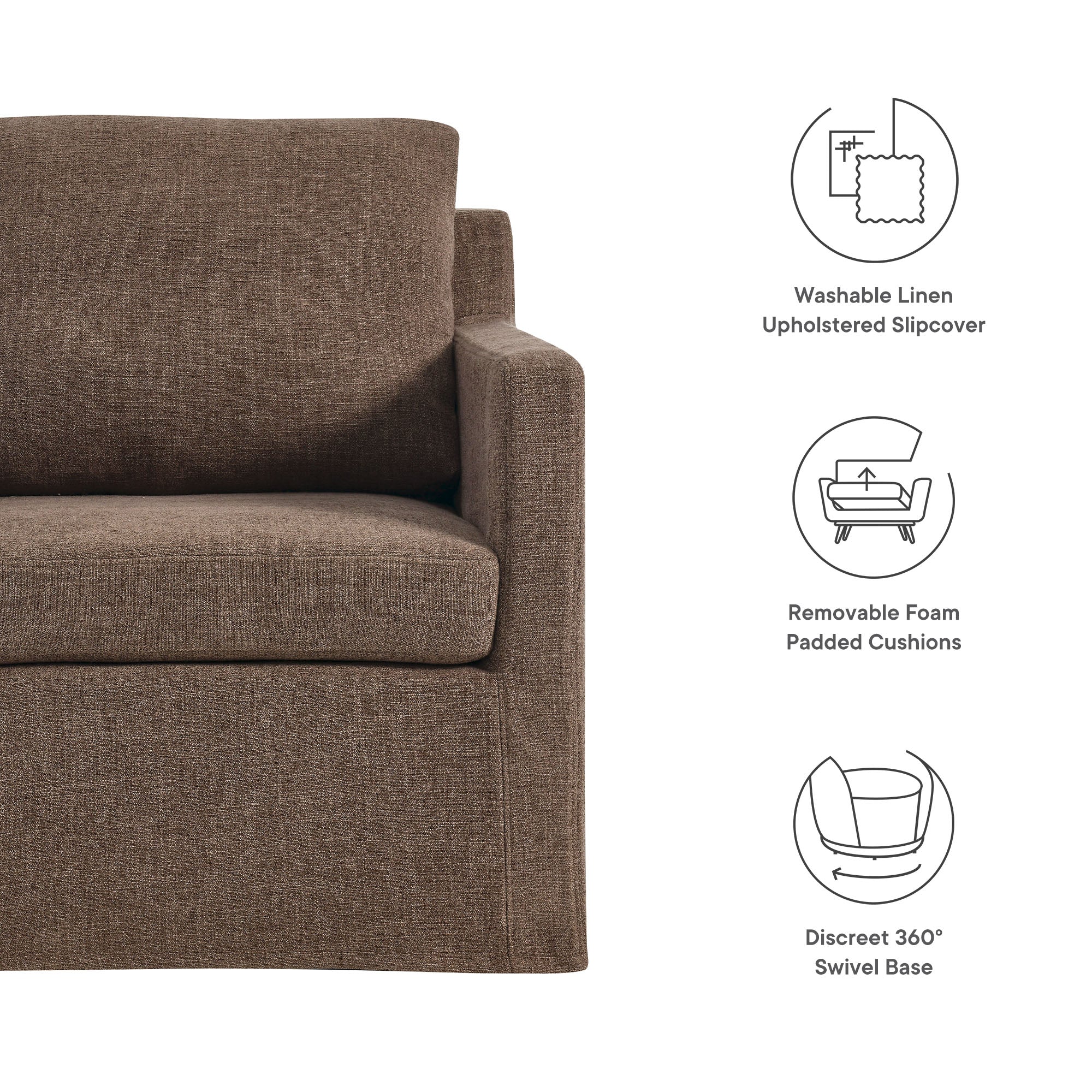 Serene Fabric Slipcovered Swivel Armchair by Modway - Image 17