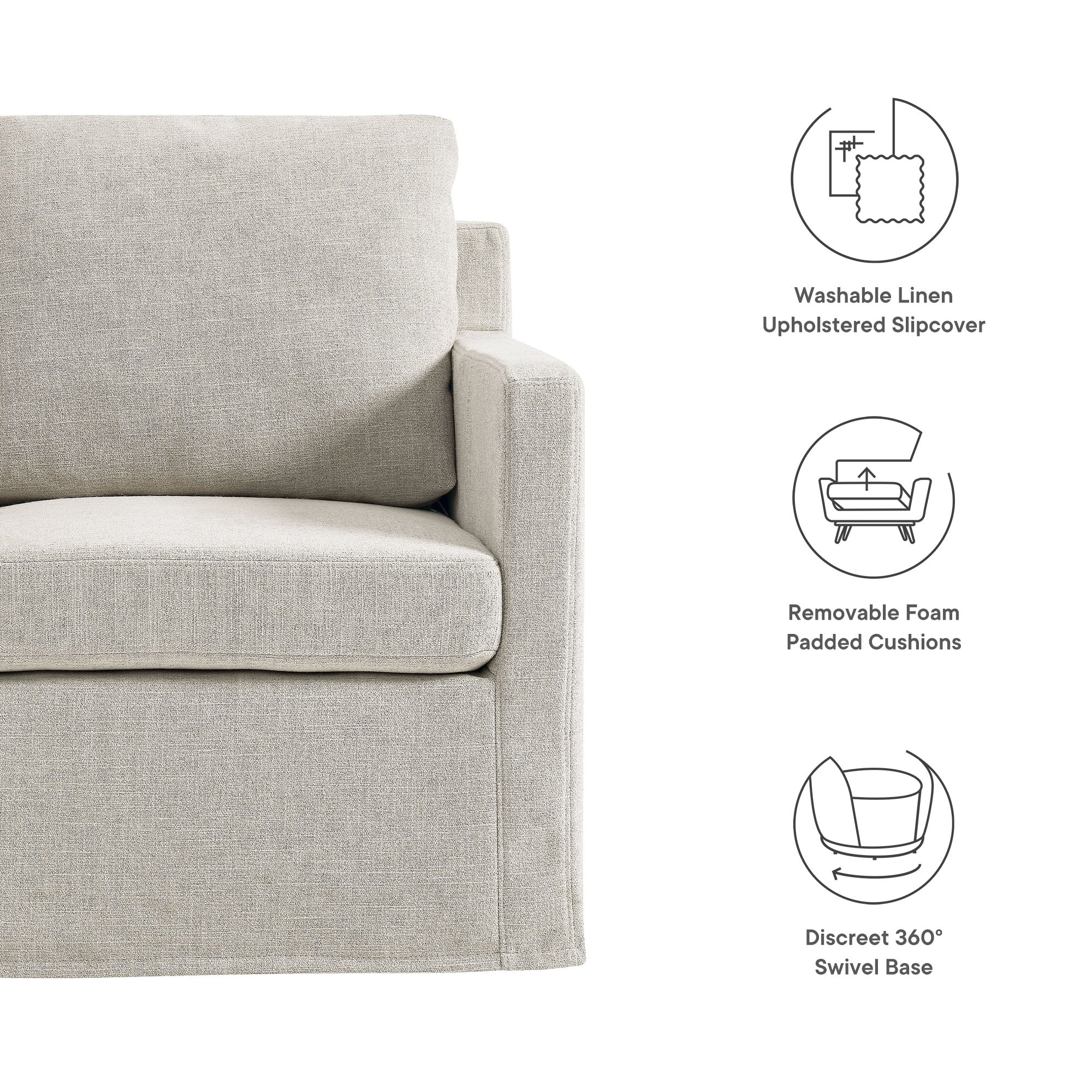 Serene Fabric Slipcovered Swivel Armchair by Modway - Image 8