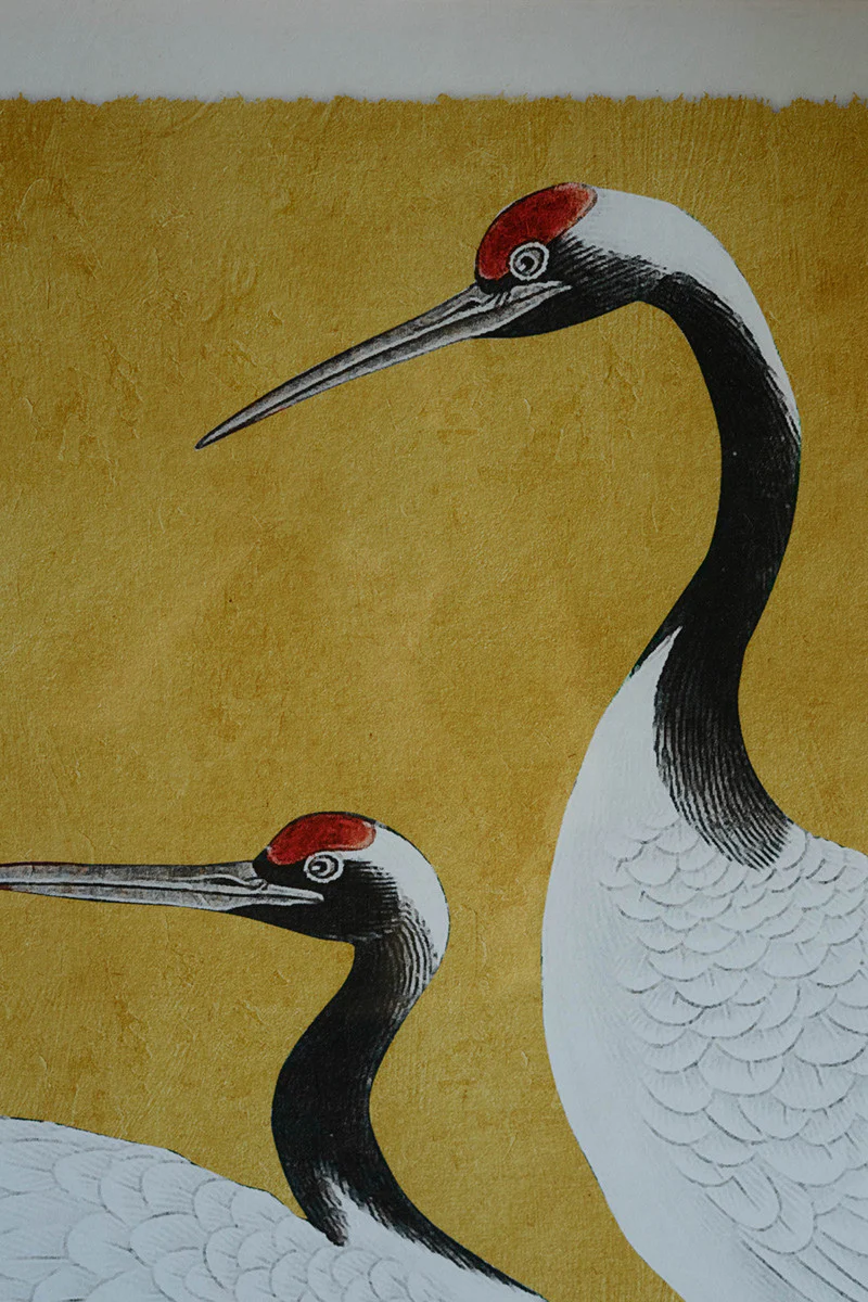 Set 2 Framed Prints Under Glass -Black White And Red Herons By Kalalou - Image 4