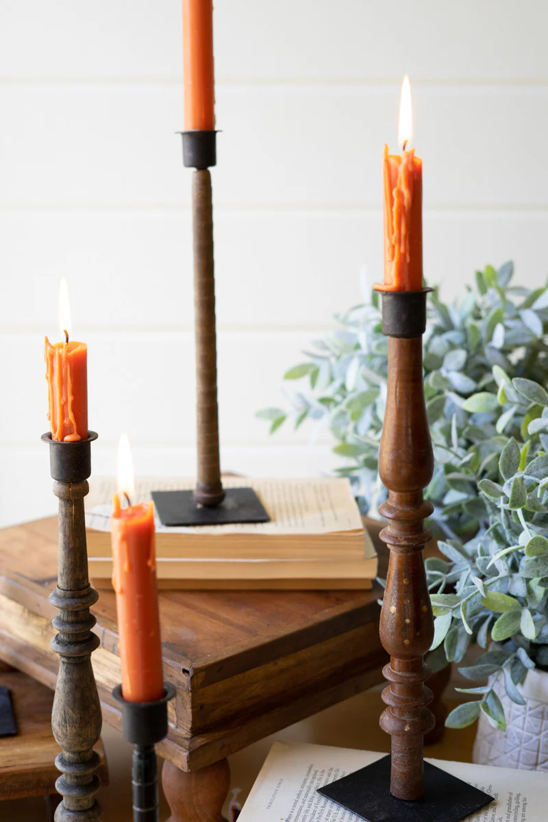 Set 5 Re-Purposed Wood Spindle Taper Candle Stands - Asst By Kalalou - Image 2