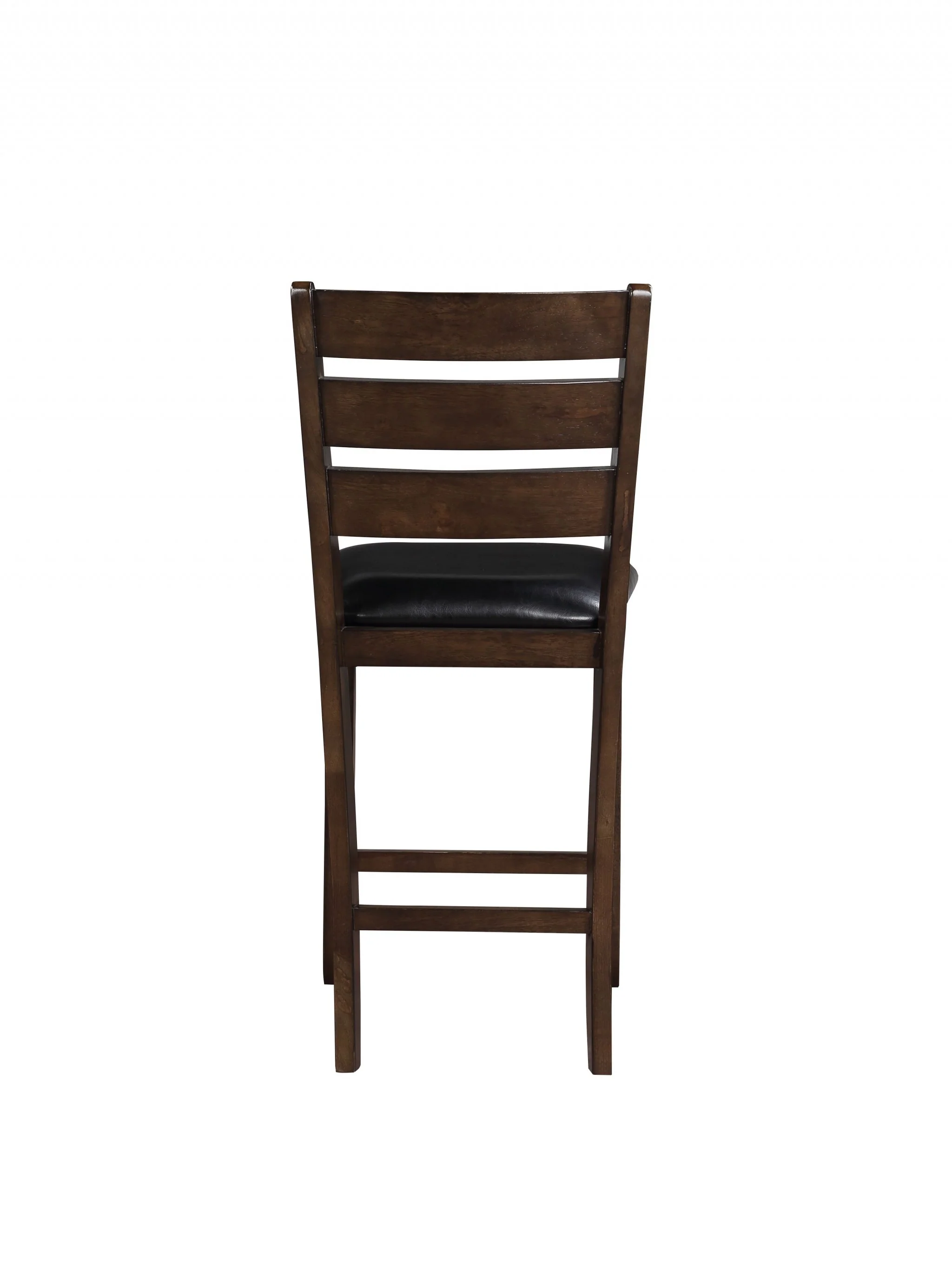 Set of 2 41' Dark Wood Finish and Black Faux Leather Ladder Back Counter Height Chairs By Homeroots - Image 2