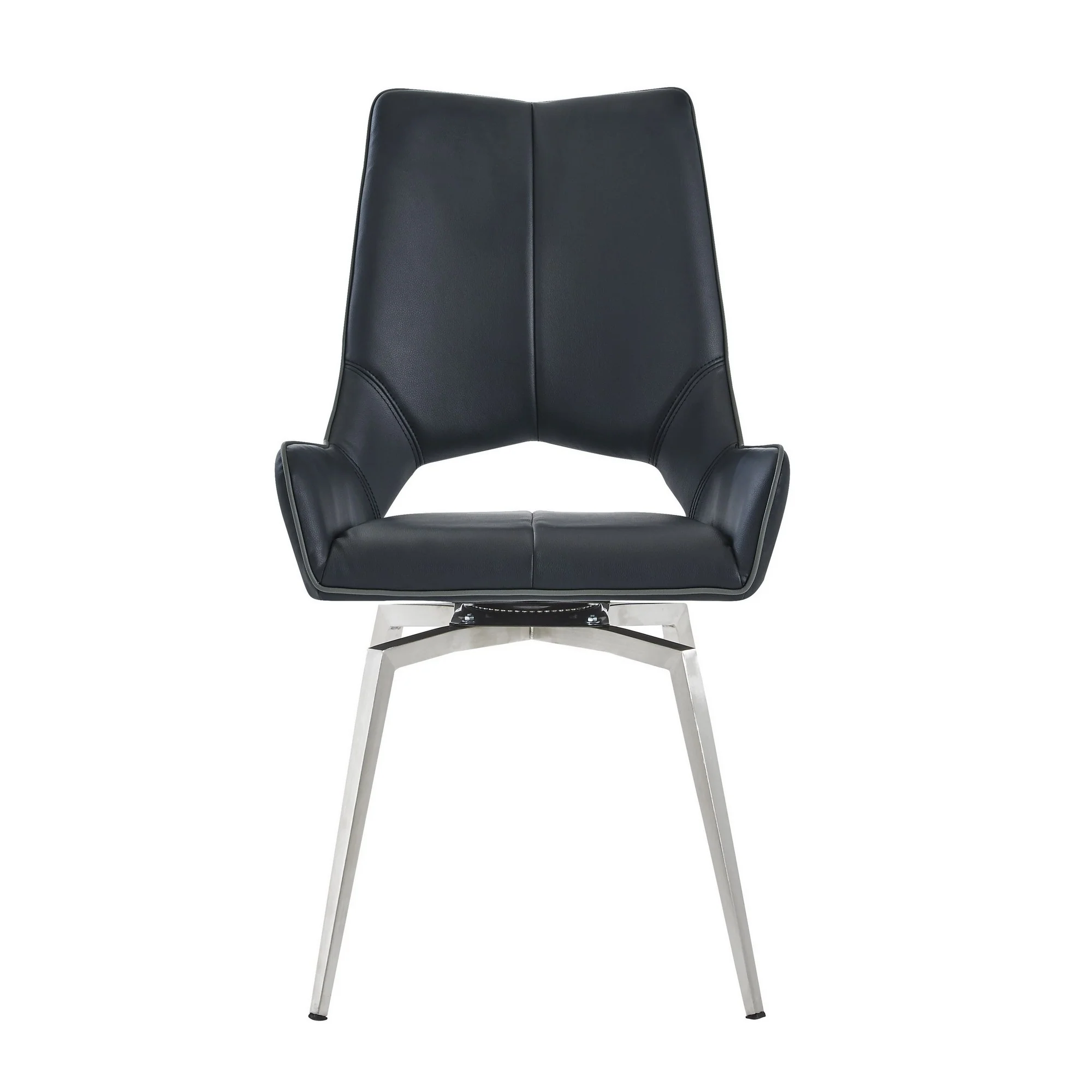 Set Of 2 Black Bucket Style Dining Chairs With Metalic Silver Base By Homeroots - Image 2