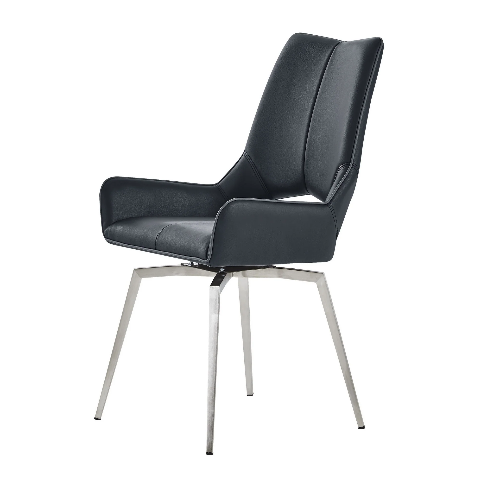 Set Of 2 Black Bucket Style Dining Chairs With Metalic Silver Base By Homeroots - Image 3