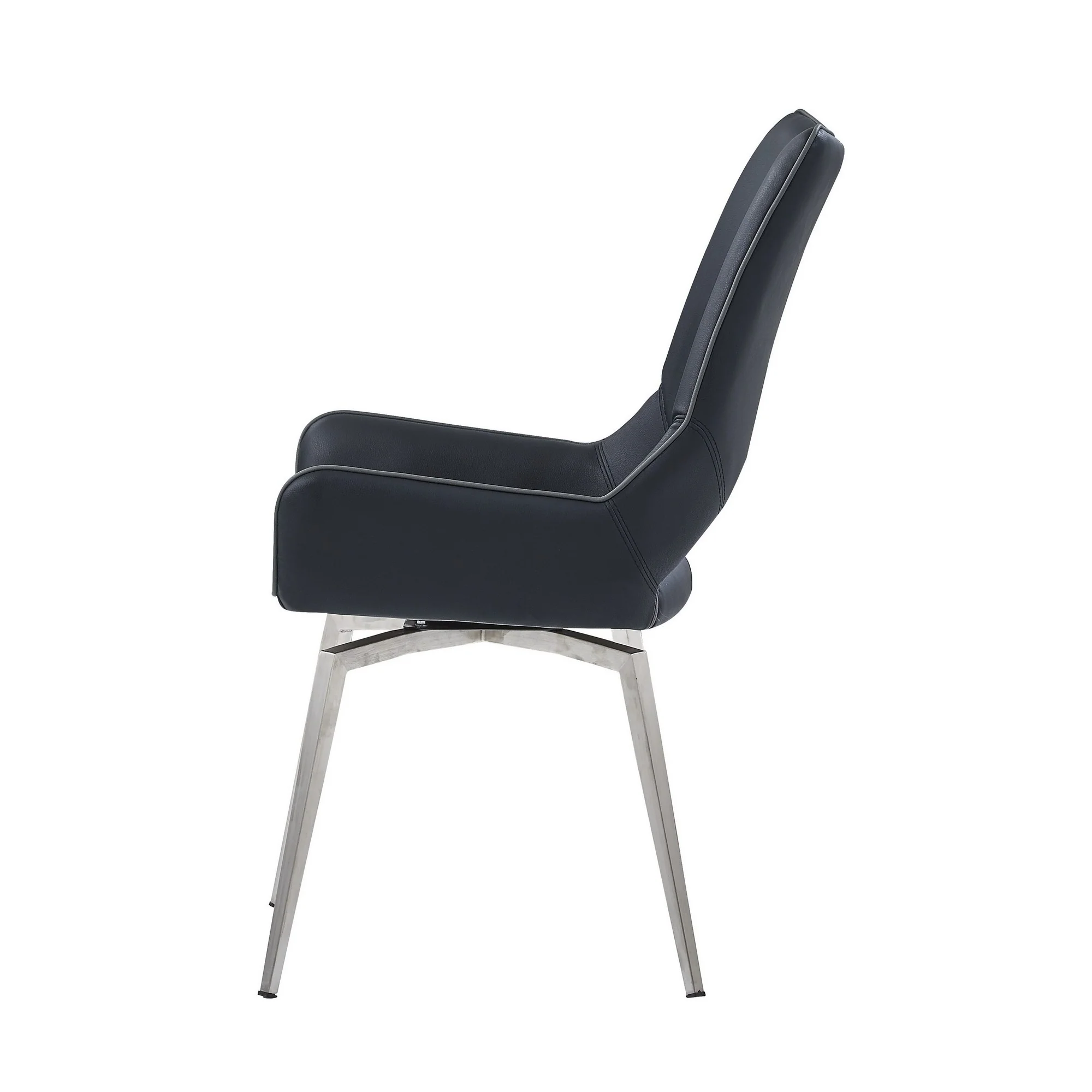 Set Of 2 Black Bucket Style Dining Chairs With Metalic Silver Base By Homeroots - Image 4