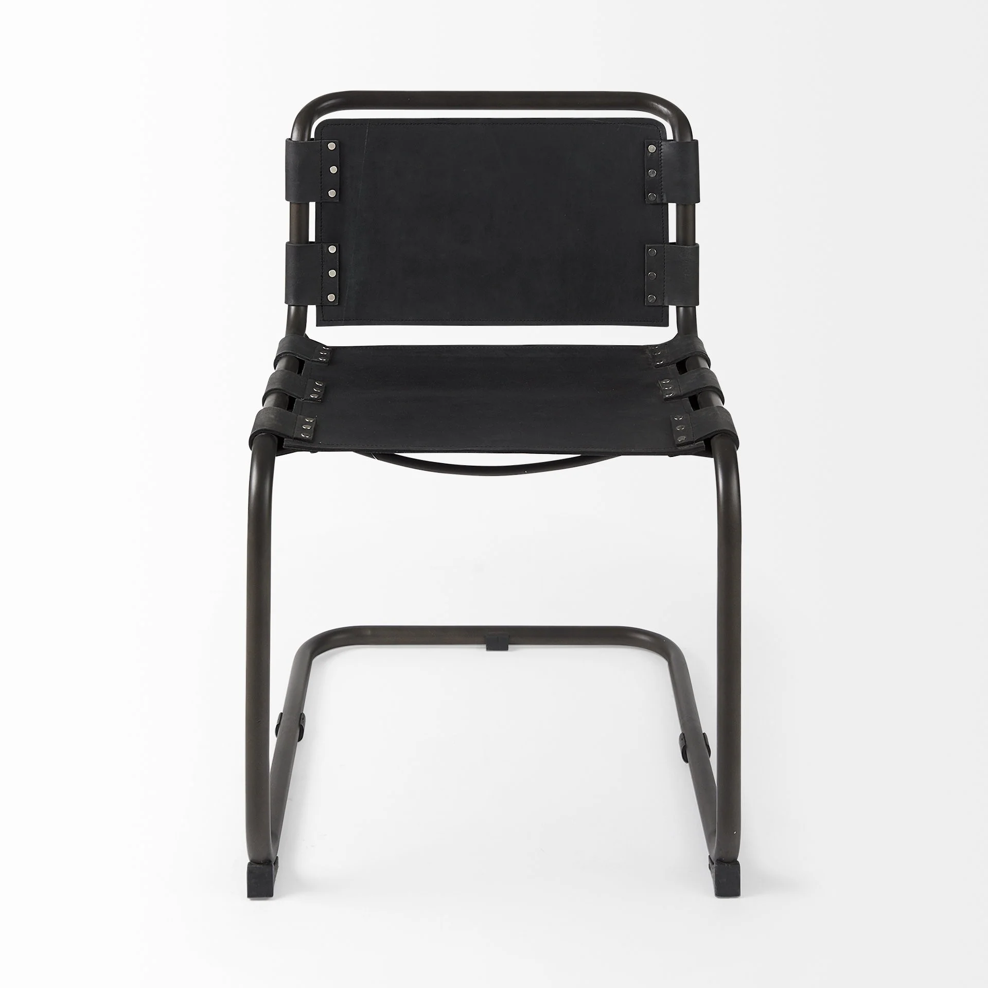 Set Of 2 Black Leather Dining Or Side Chairs By Homeroots - Image 2