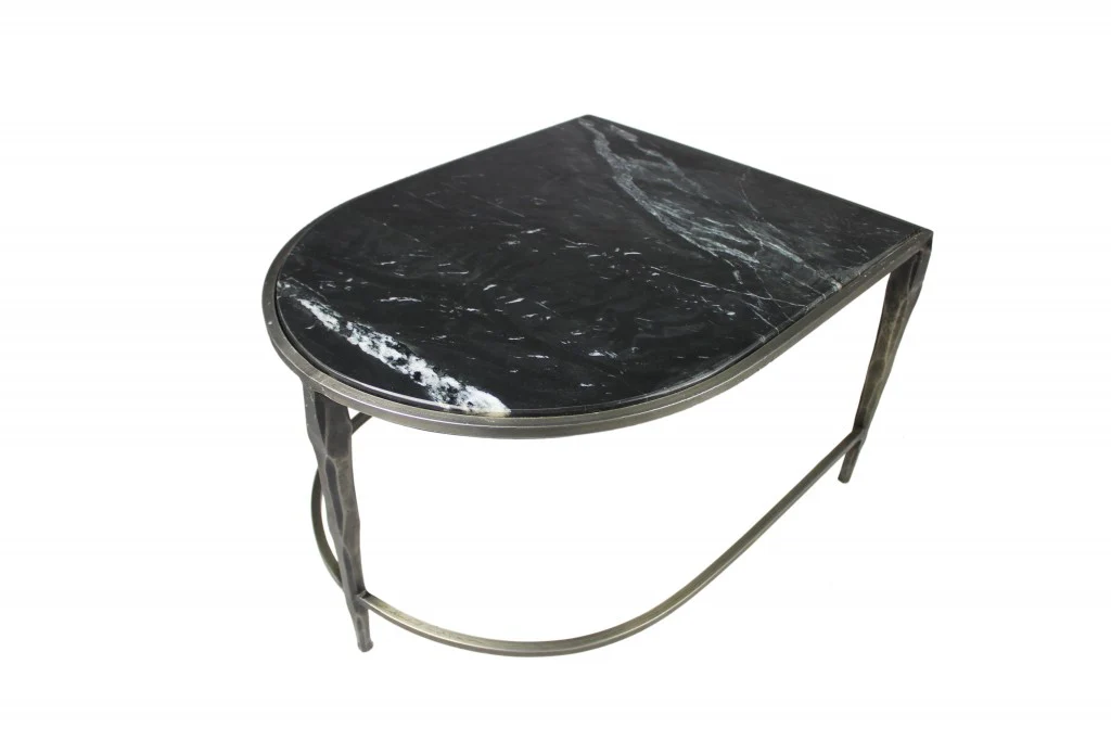 Set of 2 Black Marble Top and Glass Coffee Tables By Homeroots - Image 3