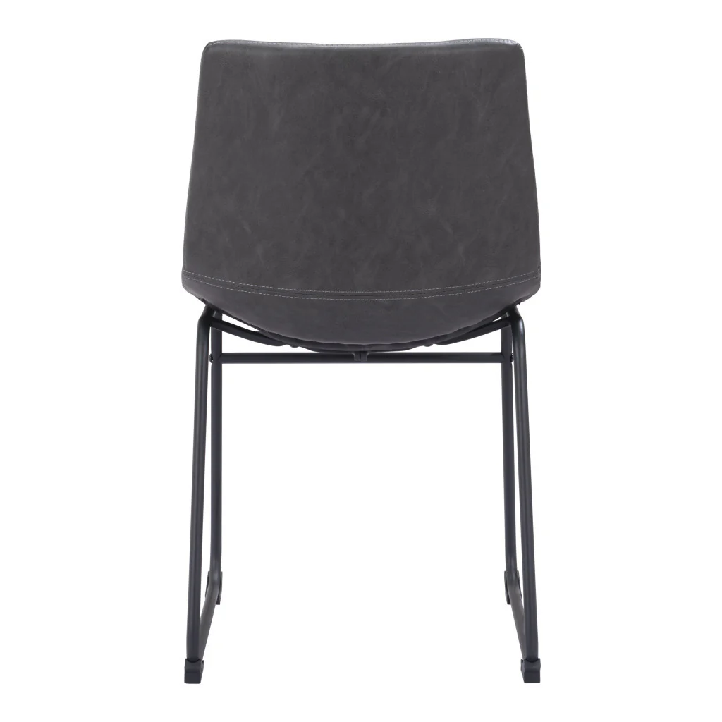 Set Of 2 Black Solid Back Dining Chairs By Homeroots - Image 2
