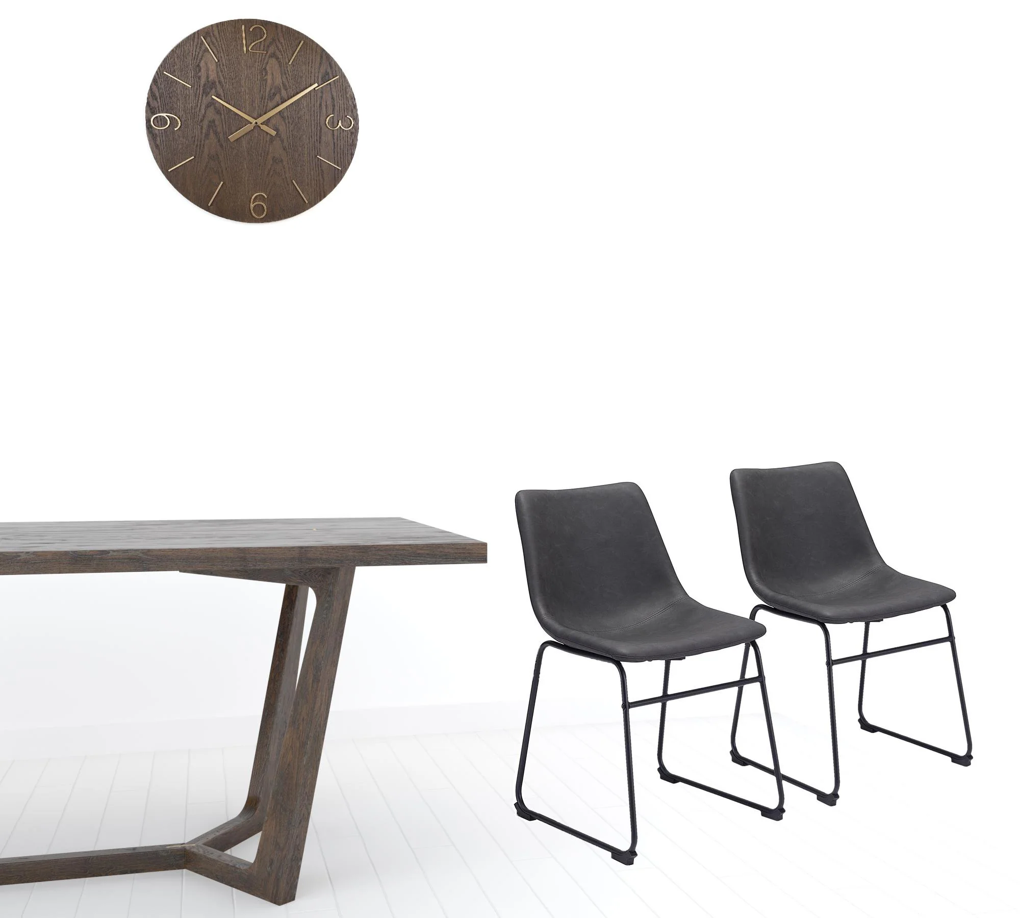 Set Of 2 Black Solid Back Dining Chairs By Homeroots - Image 3