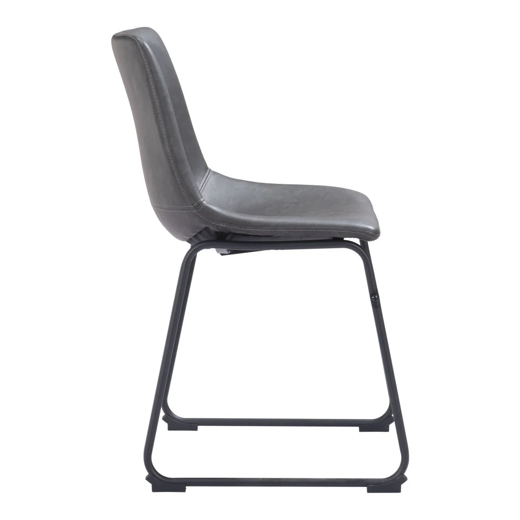 Set Of 2 Black Solid Back Dining Chairs By Homeroots - Image 4