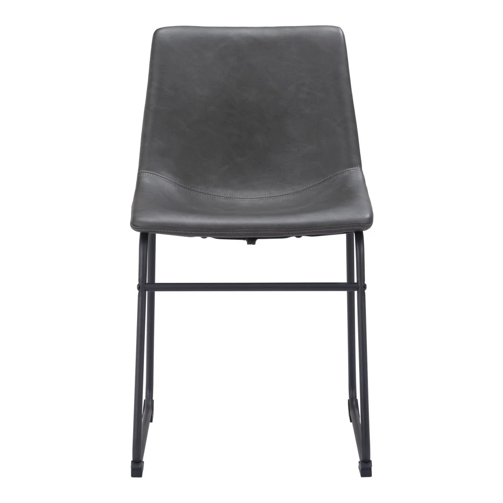 Set Of 2 Black Solid Back Dining Chairs By Homeroots - Image 5