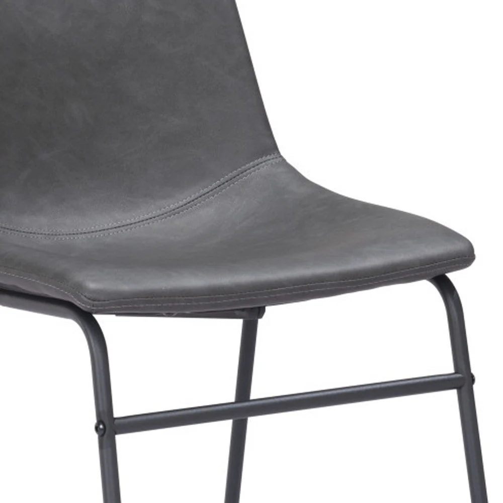 Set Of 2 Black Solid Back Dining Chairs By Homeroots - Image 6
