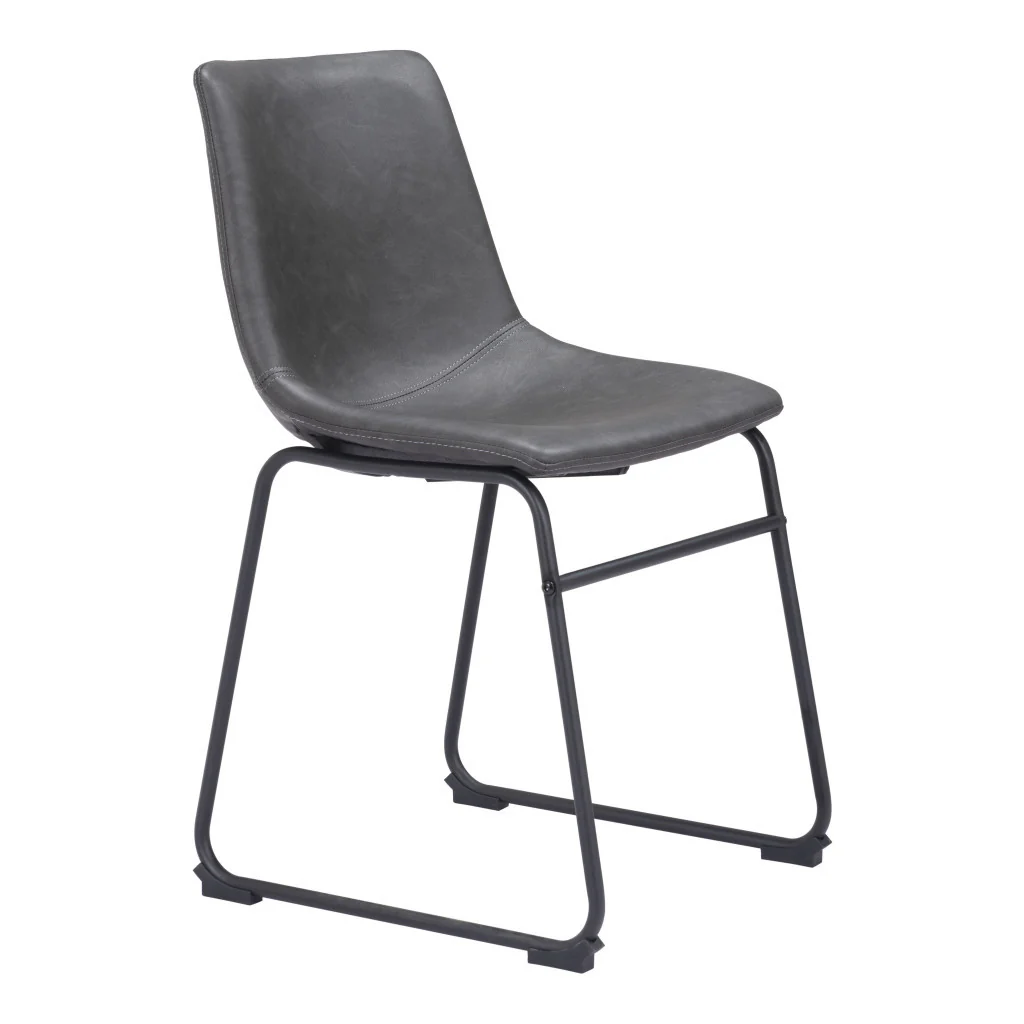 Set Of 2 Black Solid Back Dining Chairs By Homeroots - Image 8