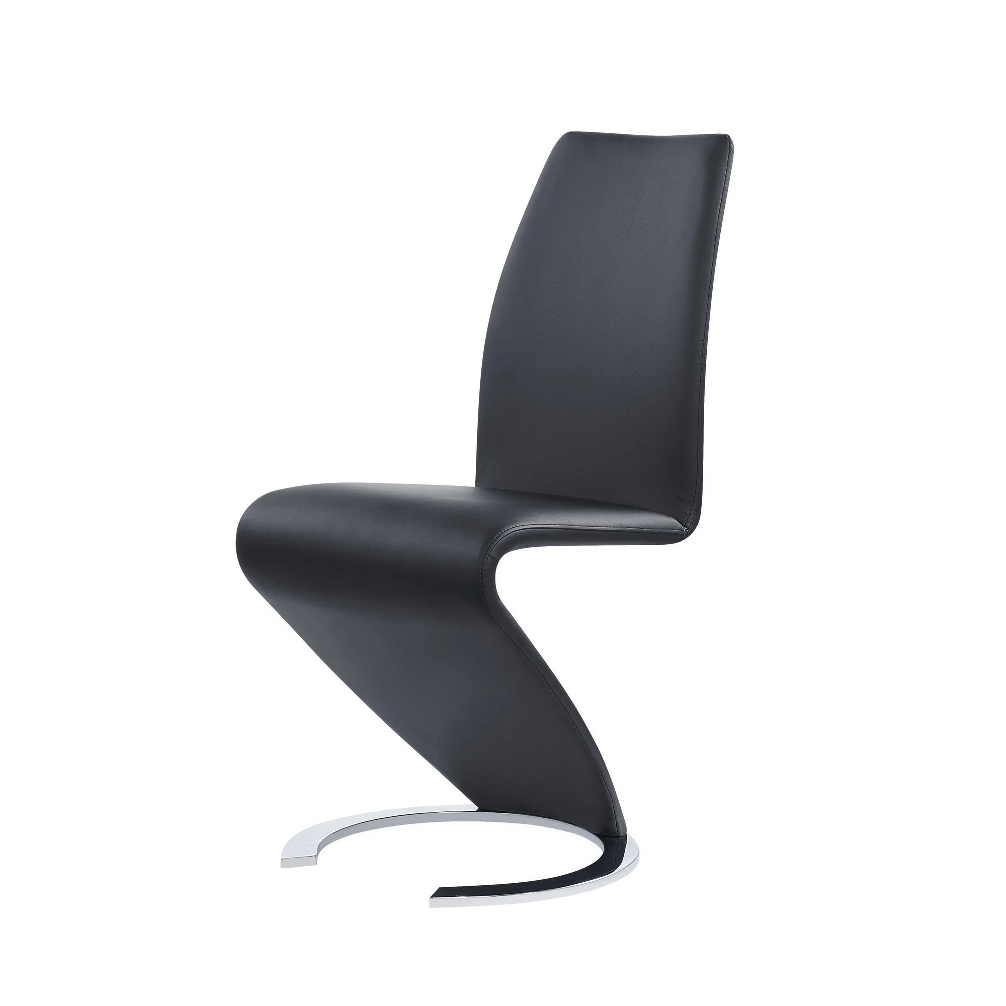 Set Of 2 Black Z Shape Design Dining Chairs With Horse Shoe Shape Base By Homeroots - Image 3