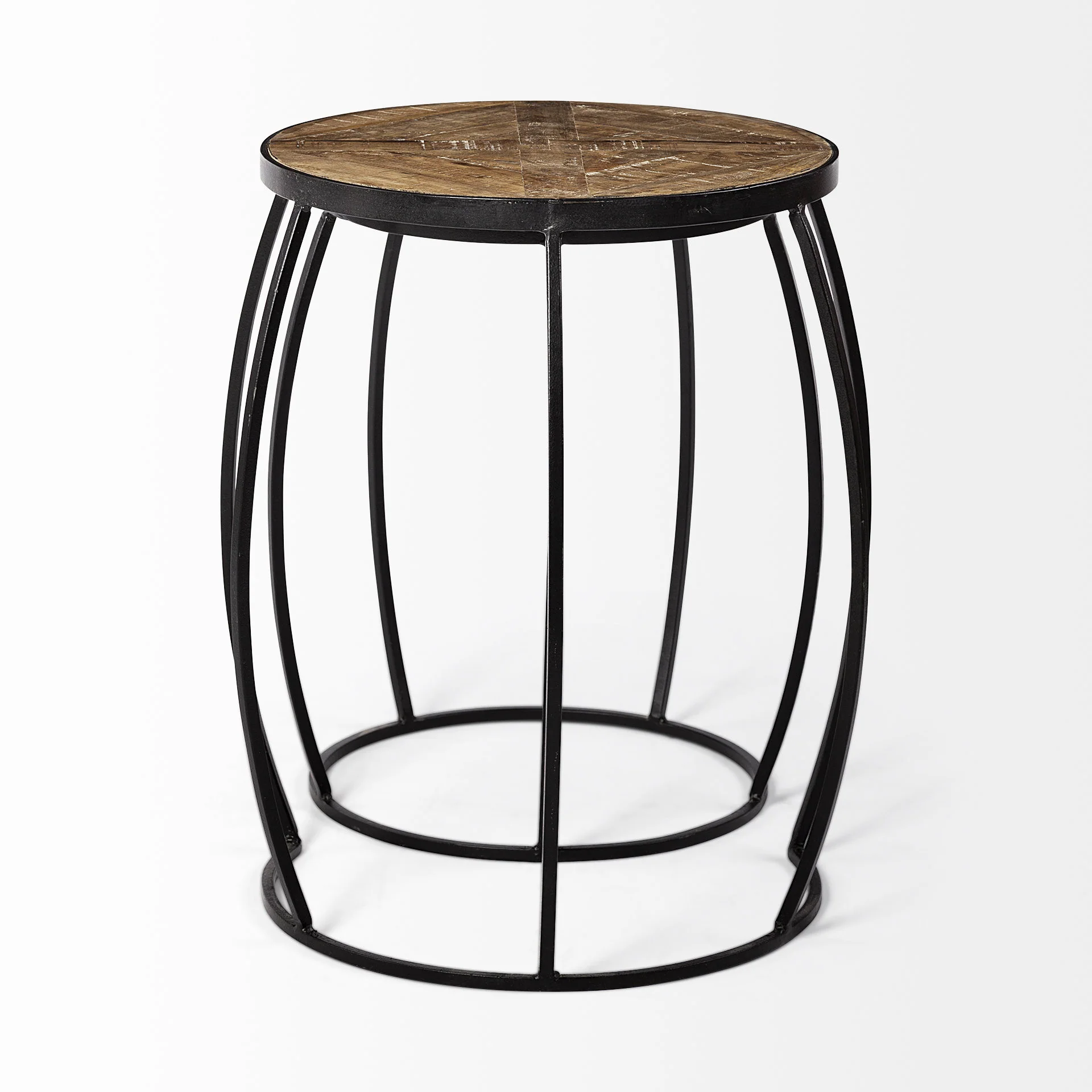 Set of 2 Brown Wooden Round Top Accent Tables with Black Metal Frame Nesting By Homeroots - Image 4