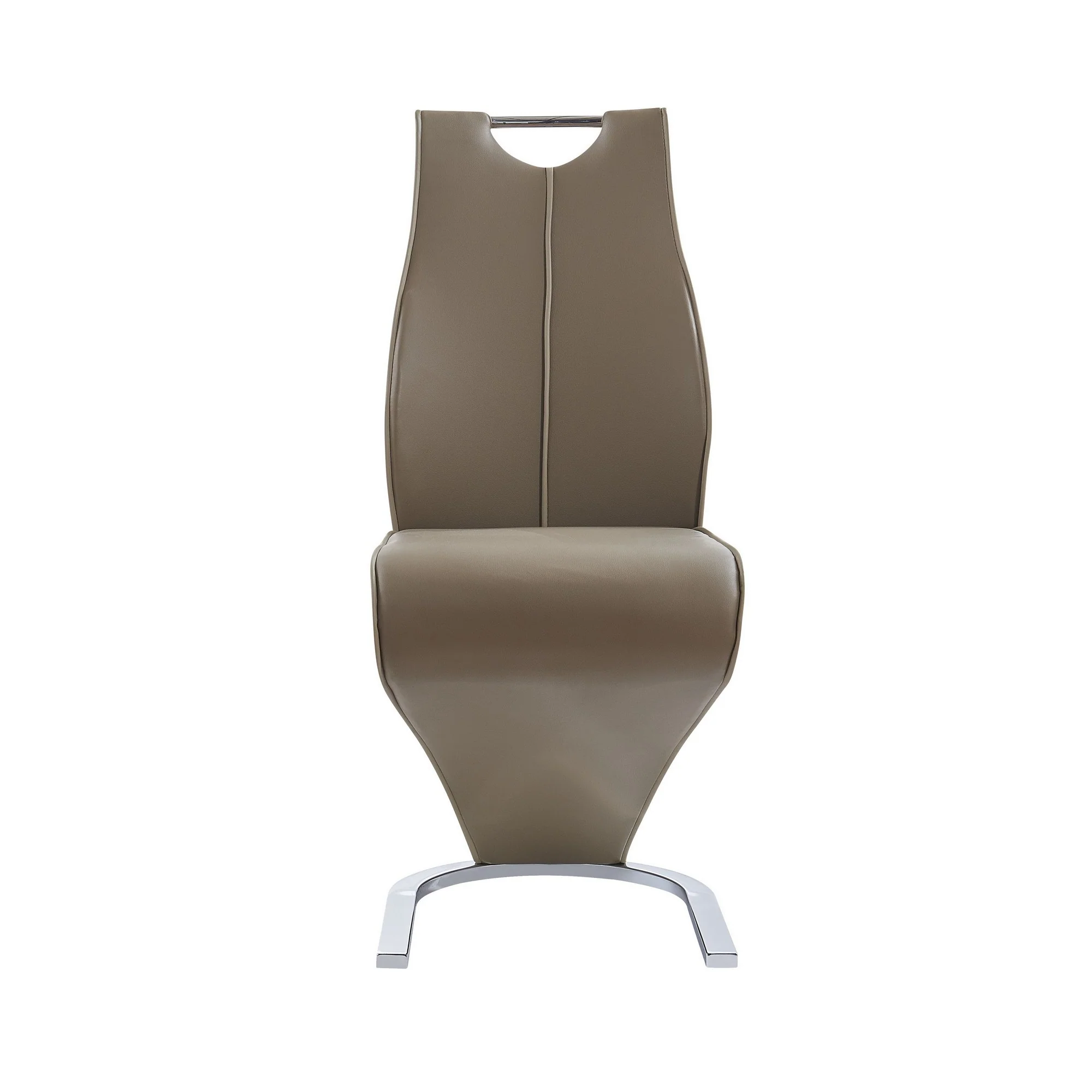Set Of 2 Cappucino And Light Cappucino Z Style Design Dining Chairs With Metalic Base And Seat Back Handle By Homeroots - Image 2