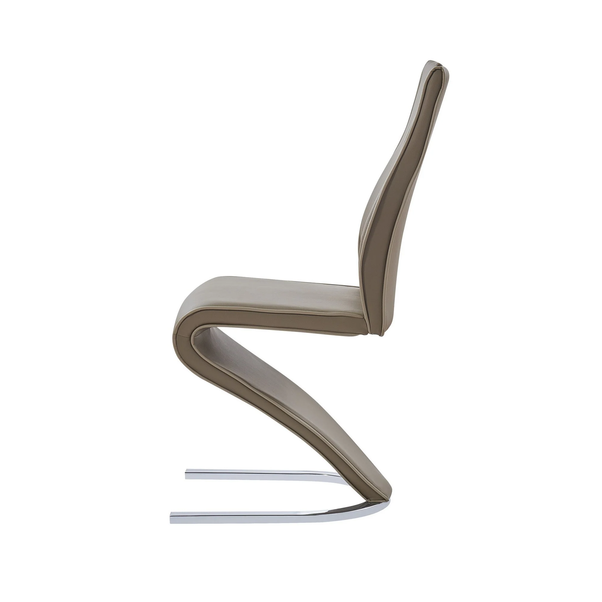 Set Of 2 Cappucino And Light Cappucino Z Style Design Dining Chairs With Metalic Base And Seat Back Handle By Homeroots - Image 3
