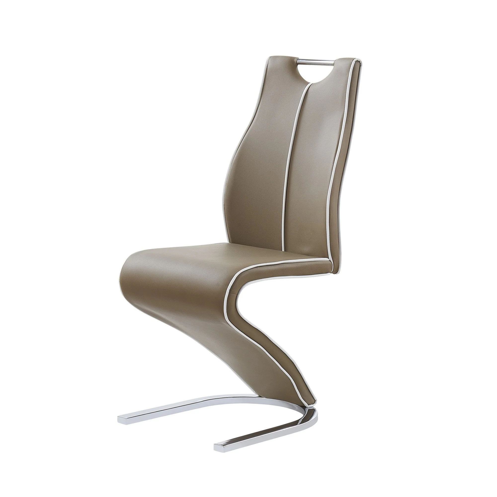 Set Of 2 Cappucino And Light Cappucino Z Style Design Dining Chairs With Metalic Base And Seat Back Handle By Homeroots - Image 5