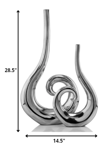 Set of 2 Curl Casting Design Vases in Shiny Buffed Finished By Homeroots - Image 2