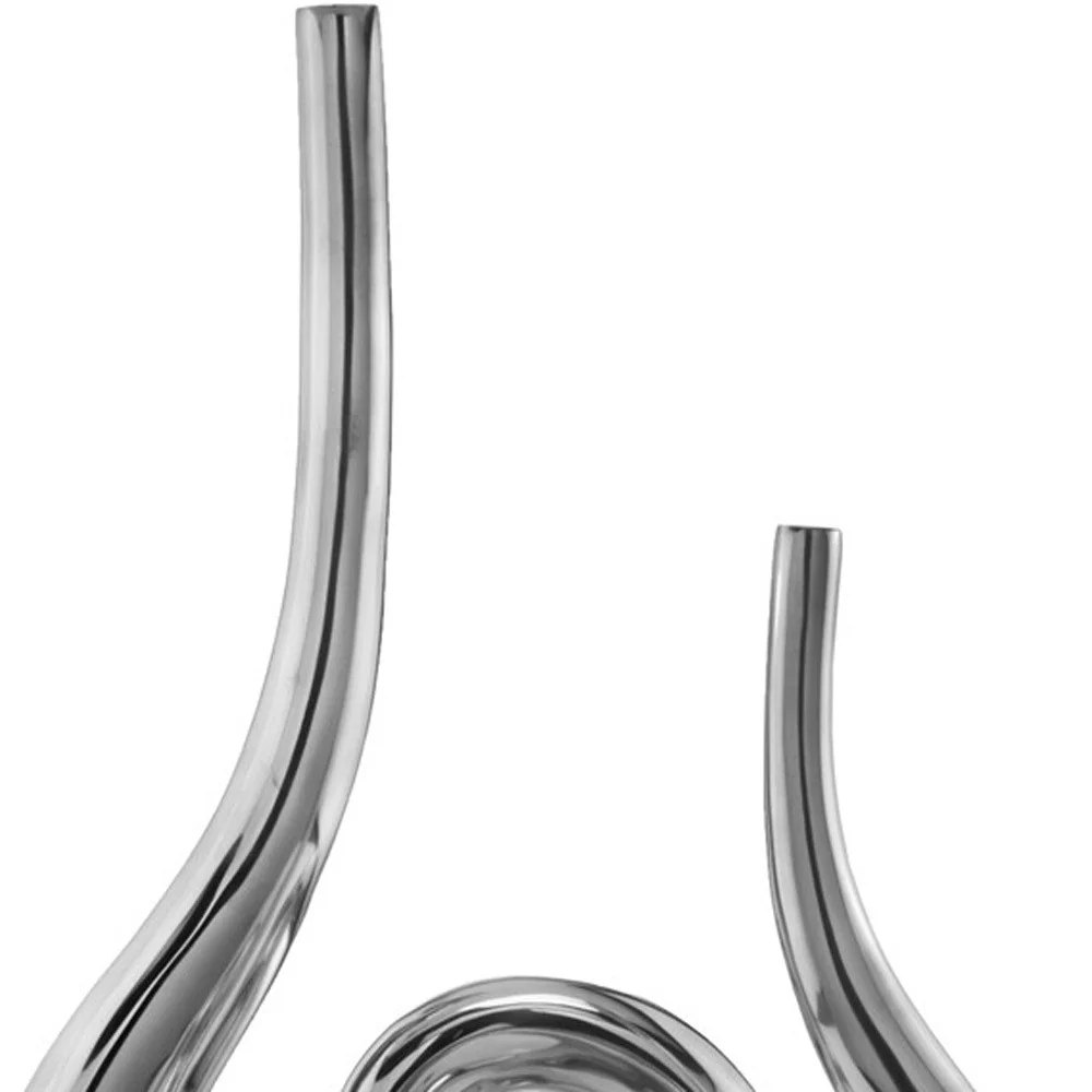 Set of 2 Curl Casting Design Vases in Shiny Buffed Finished By Homeroots - Image 4