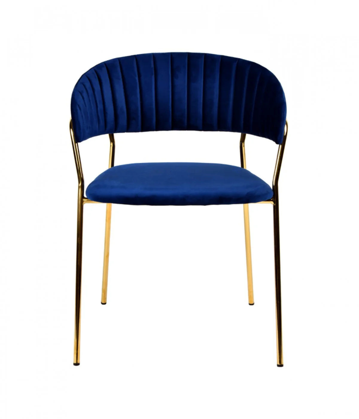 Set Of 2 Curved Chic Blue And Gold Velour Dining Chairs By Homeroots - Image 2