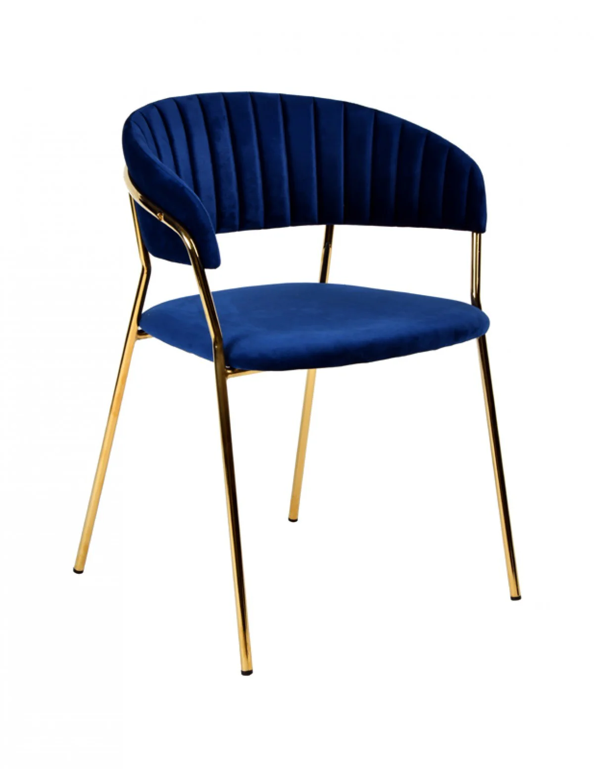 Set Of 2 Curved Chic Blue And Gold Velour Dining Chairs By Homeroots - Image 3