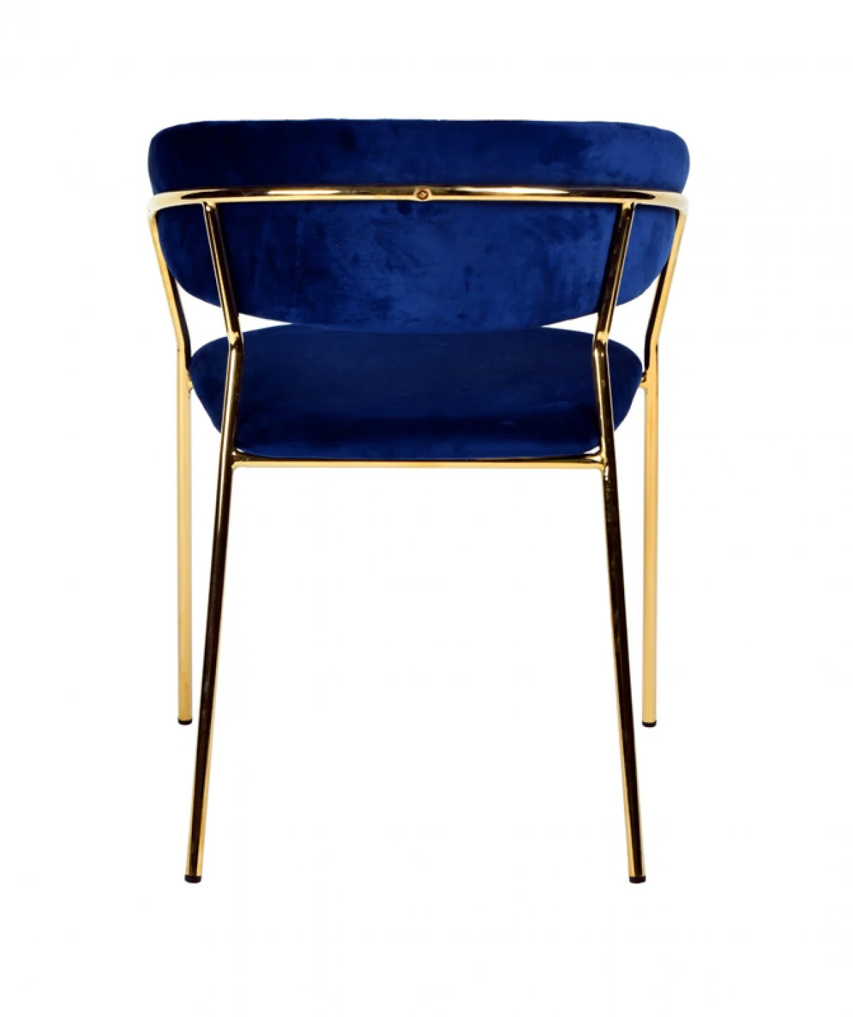 Set Of 2 Curved Chic Blue And Gold Velour Dining Chairs By Homeroots - Image 4