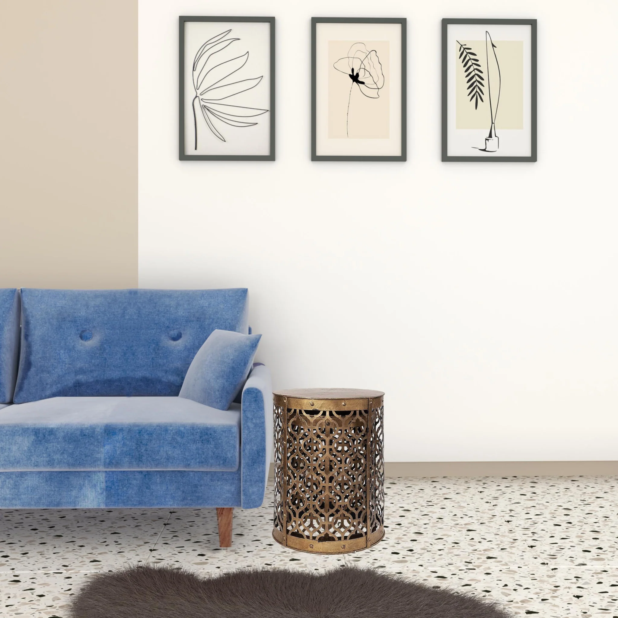Set of 2 Cylindrical Gold Metal Accent Tables By Homeroots - Image 2
