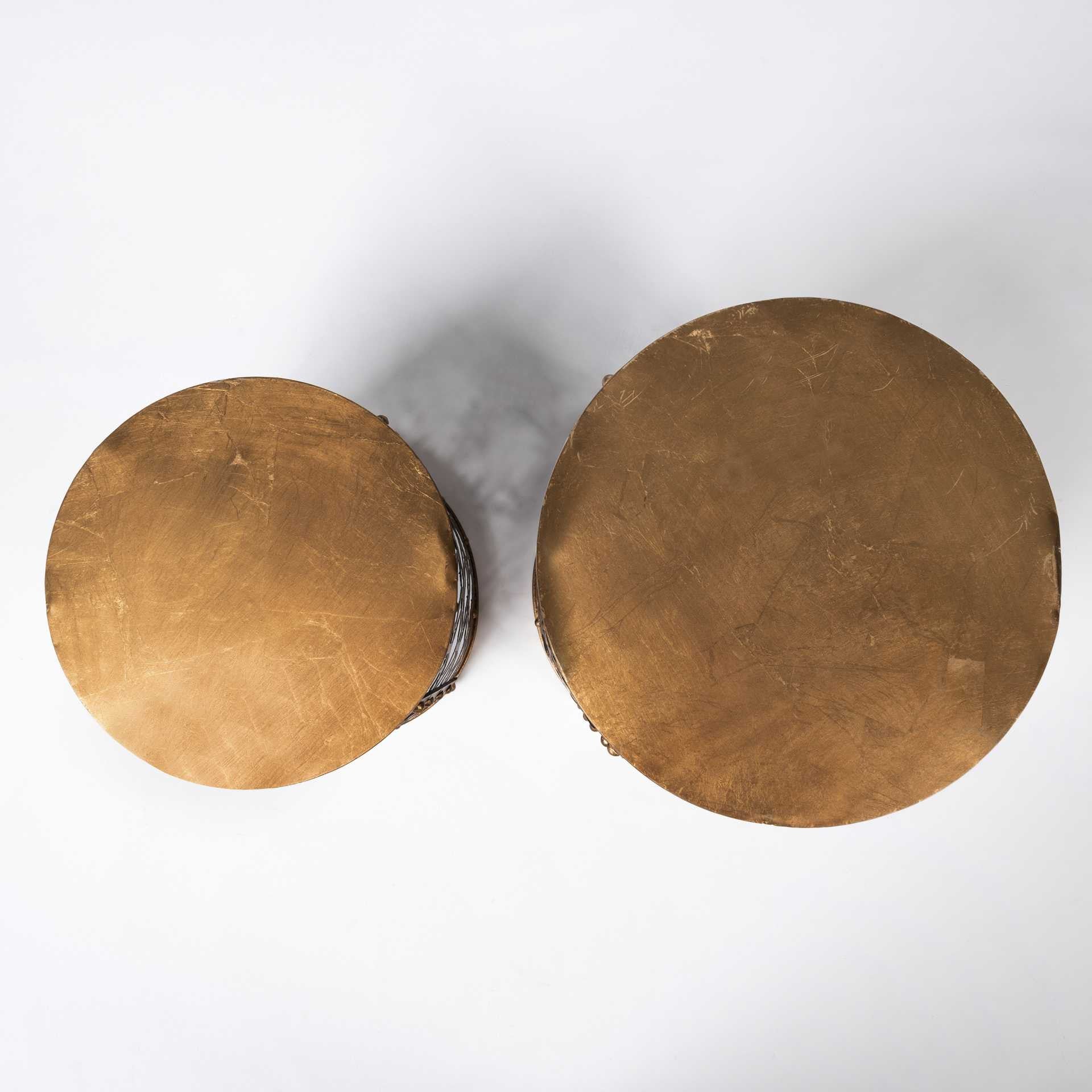 Set of 2 Cylindrical Gold Metal Accent Tables By Homeroots - Image 6