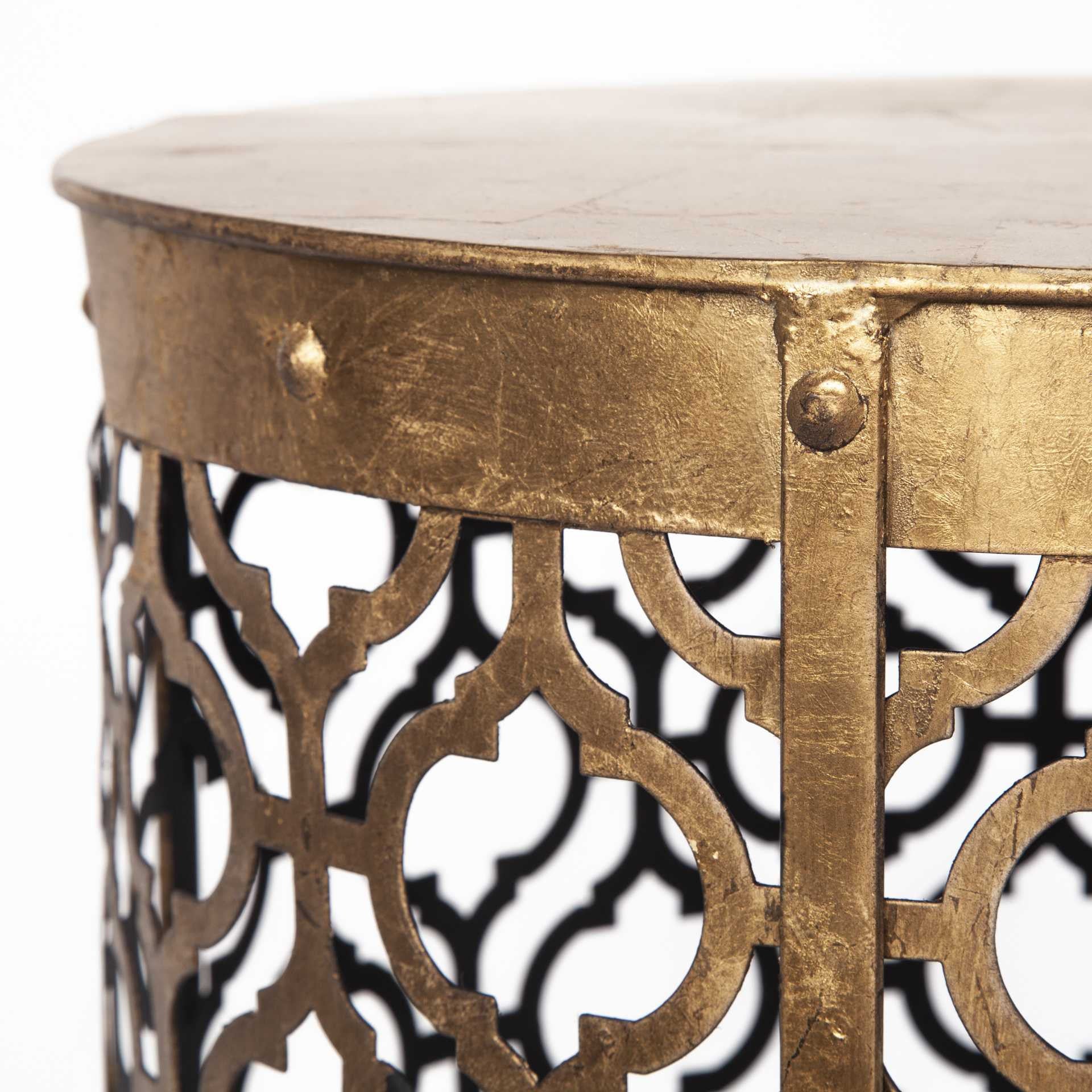 Set of 2 Cylindrical Gold Metal Accent Tables By Homeroots - Image 7
