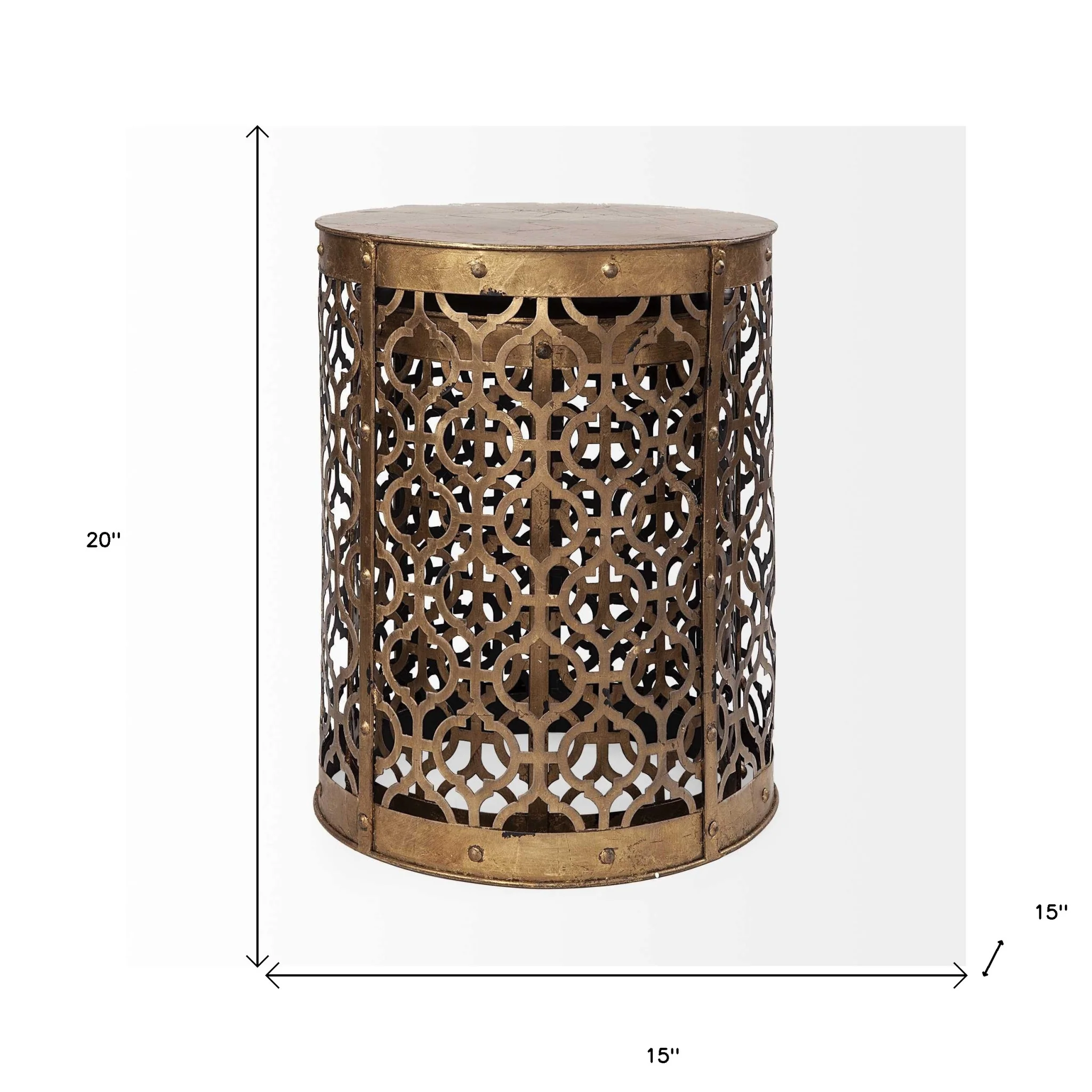 Set of 2 Cylindrical Gold Metal Accent Tables By Homeroots - Image 8