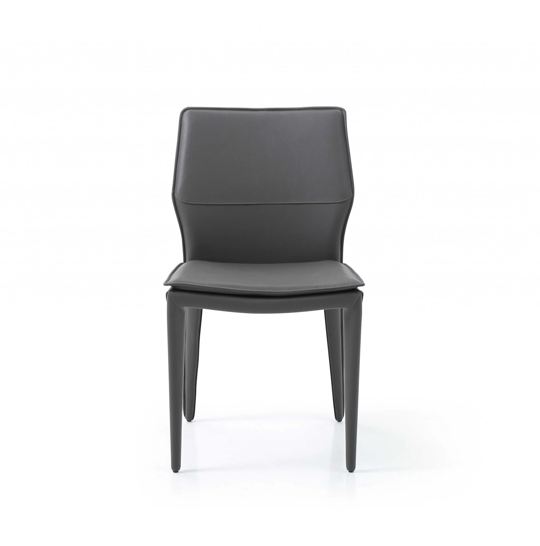 Set Of 2 Dark Faux Leather Metal Dining Chairs By Homeroots - Image 2