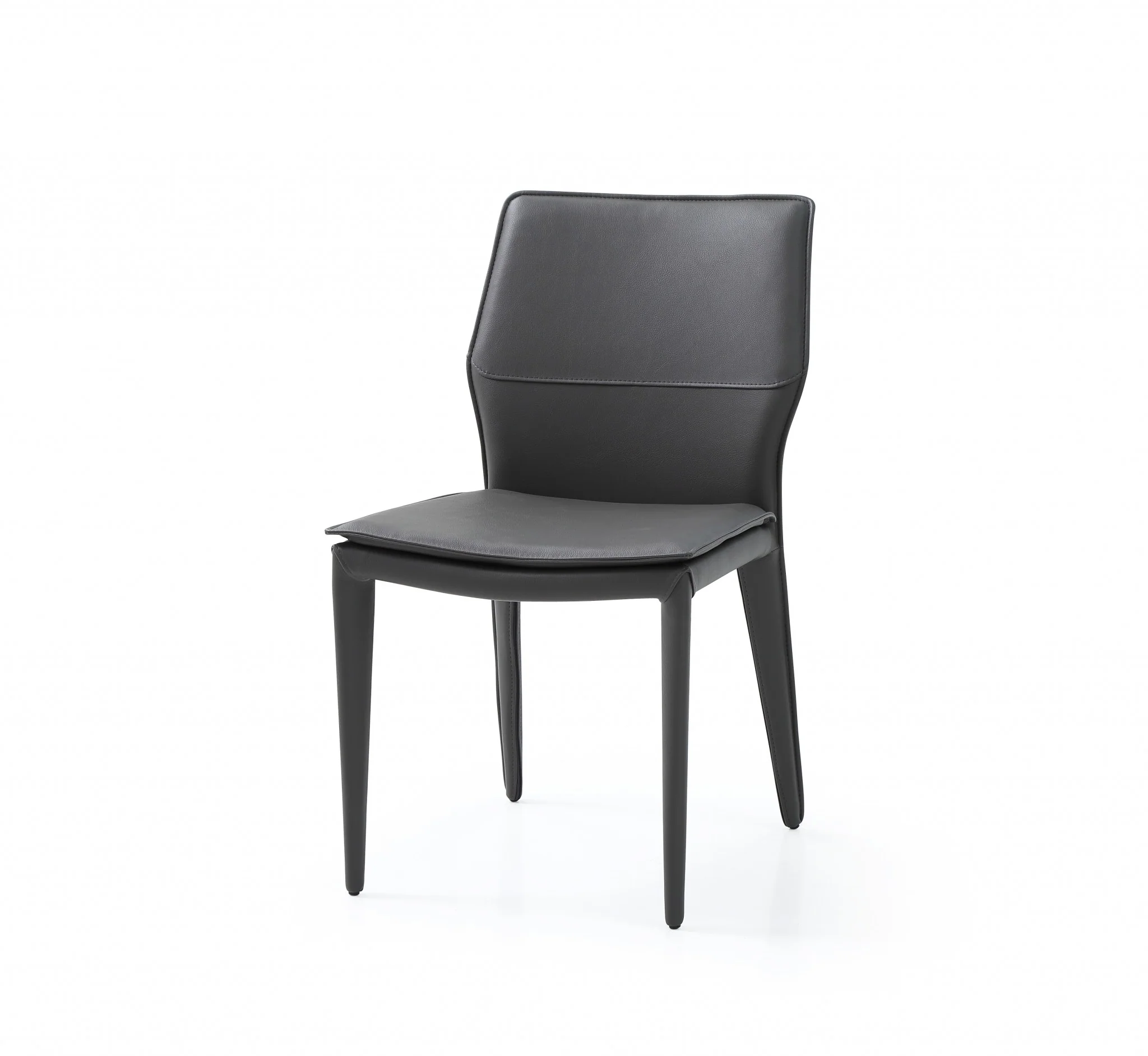 Set Of 2 Dark Faux Leather Metal Dining Chairs By Homeroots - Image 3