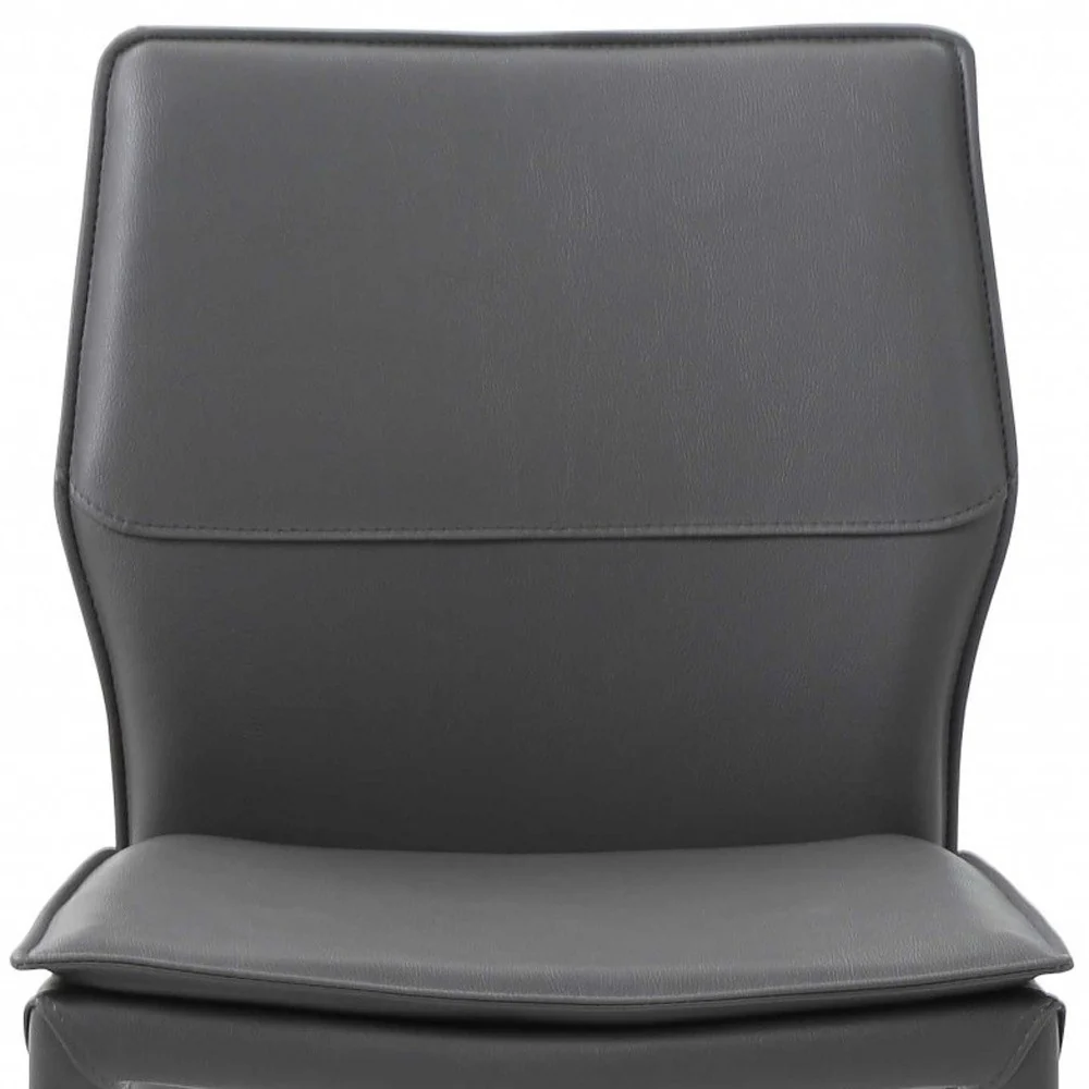 Set Of 2 Dark Faux Leather Metal Dining Chairs By Homeroots - Image 5