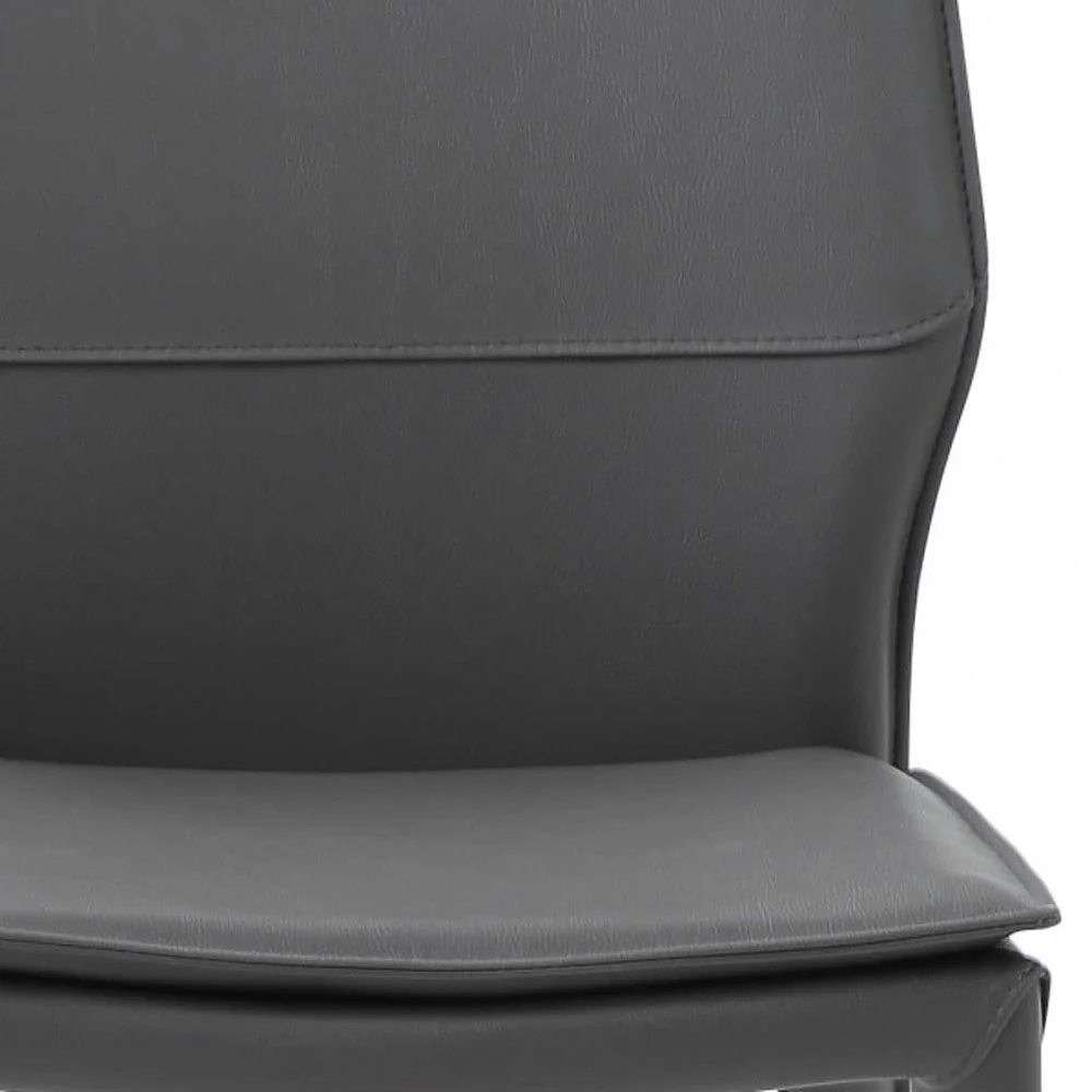 Set Of 2 Dark Faux Leather Metal Dining Chairs By Homeroots - Image 6