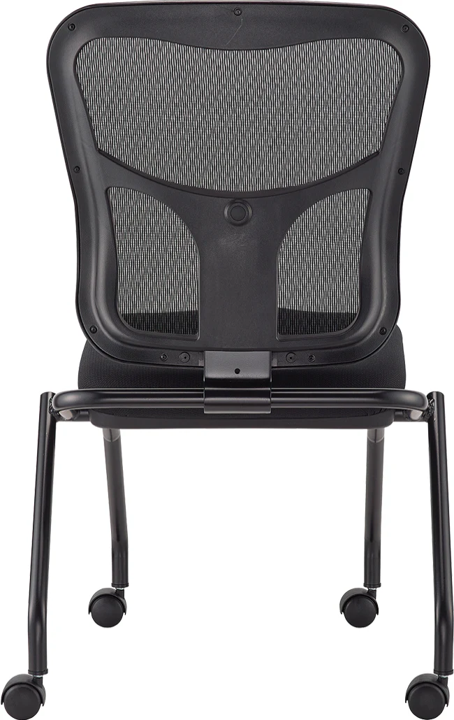 Set of 2 Ergonomic Black Mesh Rolling Guest Chairs By Homeroots - Image 2