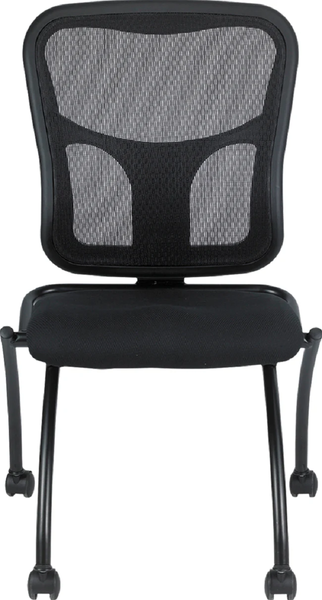 Set of 2 Ergonomic Black Mesh Rolling Guest Chairs By Homeroots - Image 3
