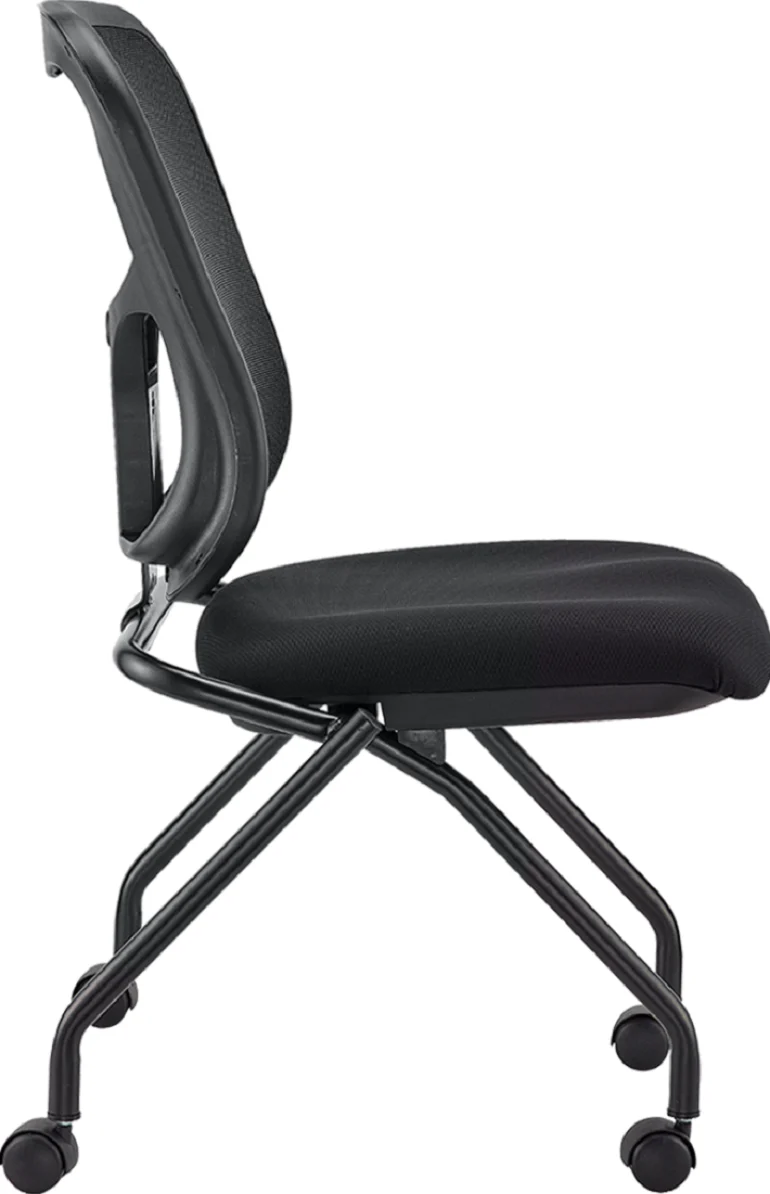 Set of 2 Ergonomic Black Mesh Rolling Guest Chairs By Homeroots - Image 4
