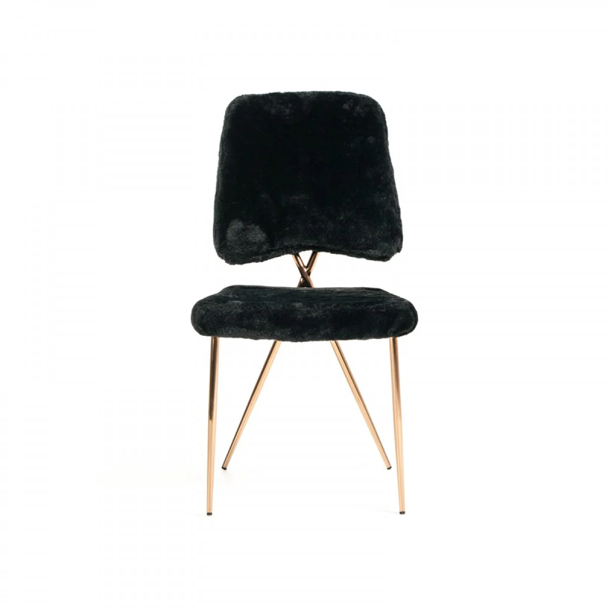 Set Of 2 Glam Modern Black Faux Fur Dining Chairs By Homeroots - Image 2