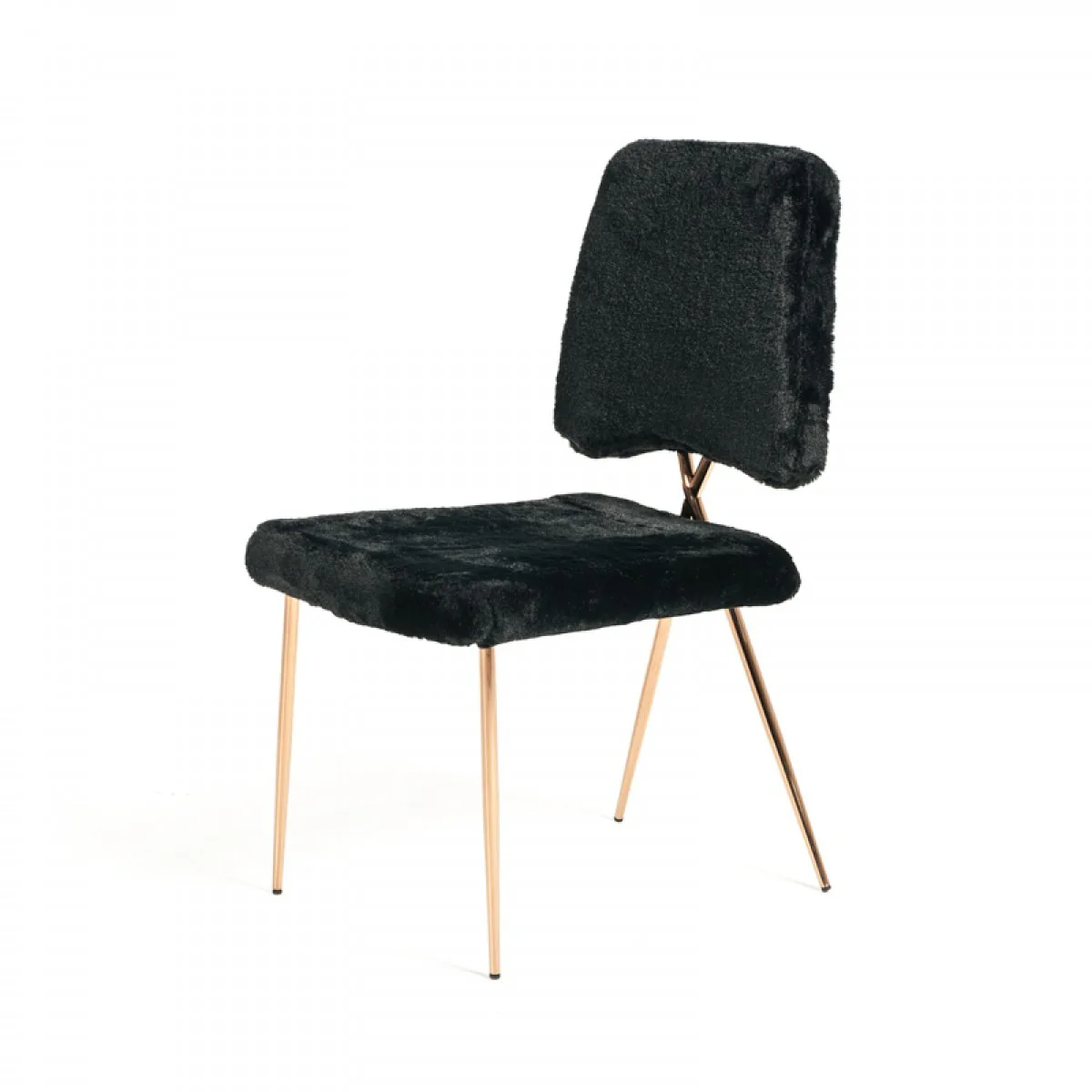 Set Of 2 Glam Modern Black Faux Fur Dining Chairs By Homeroots - Image 3