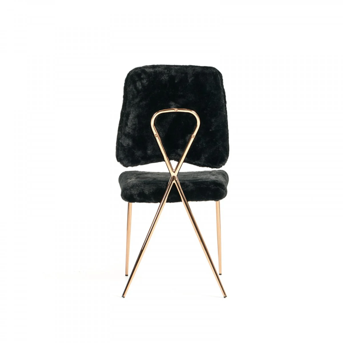 Set Of 2 Glam Modern Black Faux Fur Dining Chairs By Homeroots - Image 5