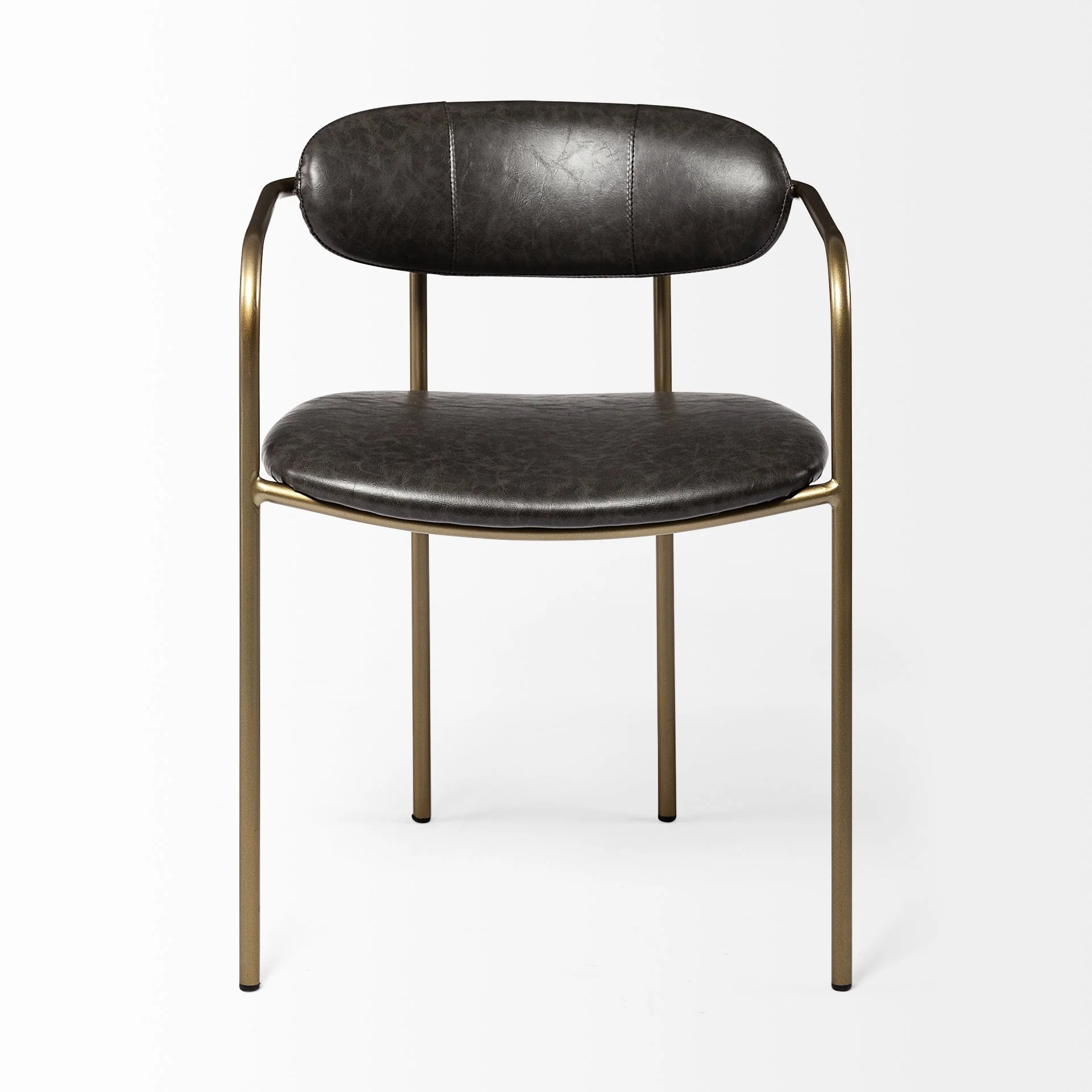 Set Of 2 Gold And Dark Brown Faux Leather Dining Chairs By Homeroots - Image 2