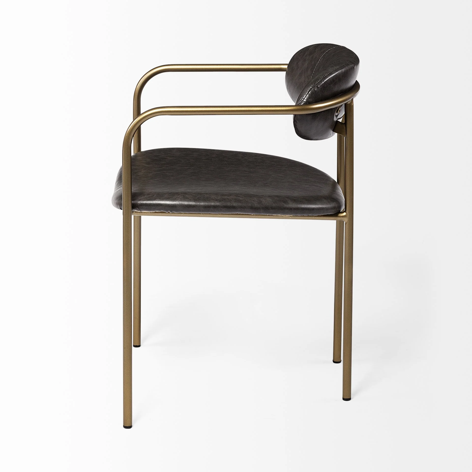 Set Of 2 Gold And Dark Brown Faux Leather Dining Chairs By Homeroots - Image 3