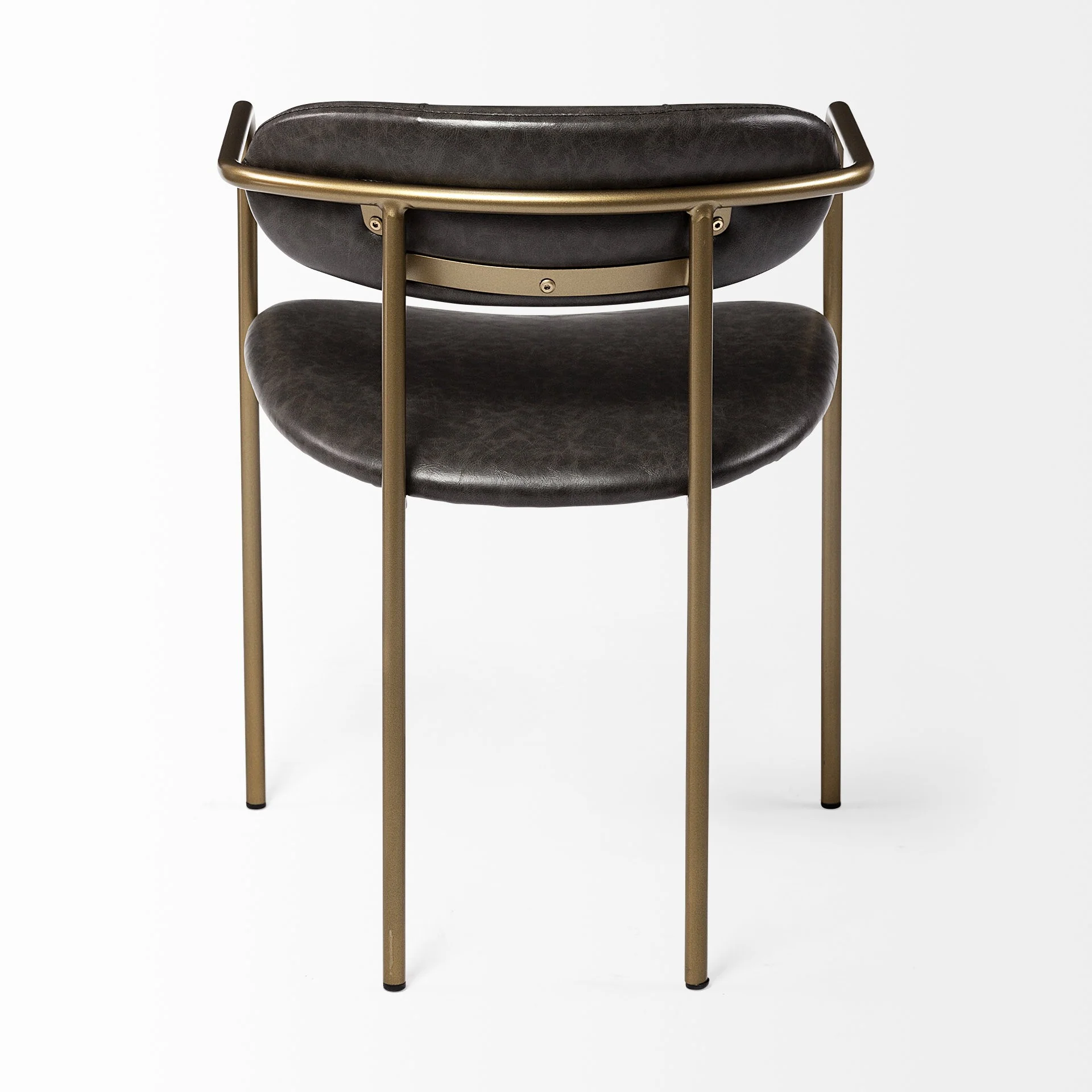 Set Of 2 Gold And Dark Brown Faux Leather Dining Chairs By Homeroots - Image 4